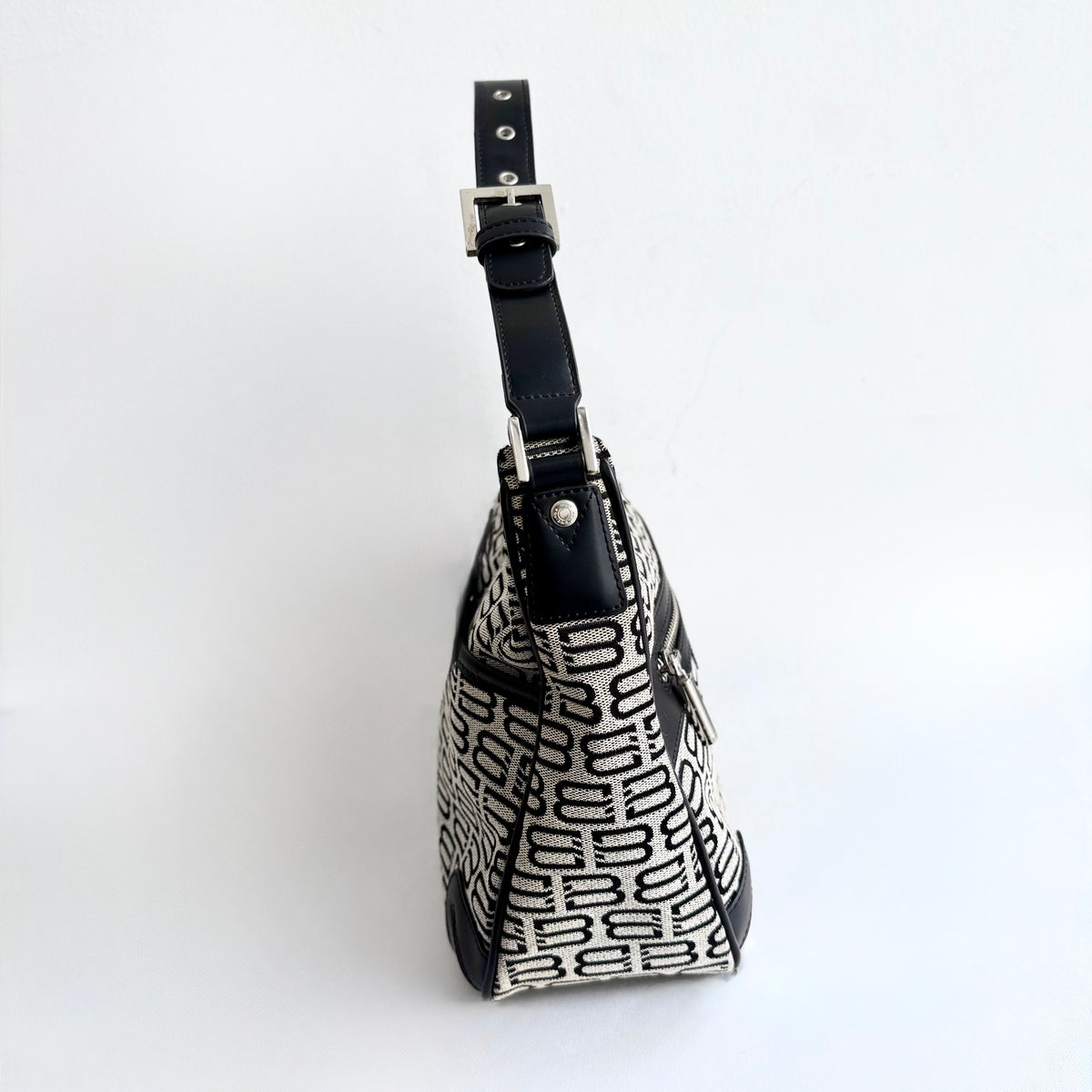Balenciaga Monogram Jacquard Shoulder Bag Grey