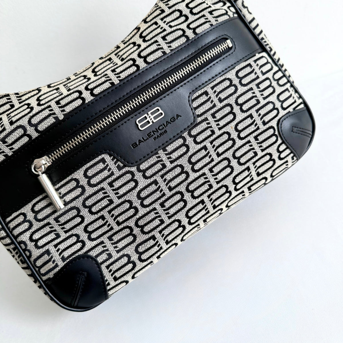 Balenciaga Monogram Jacquard Shoulder Bag Grey