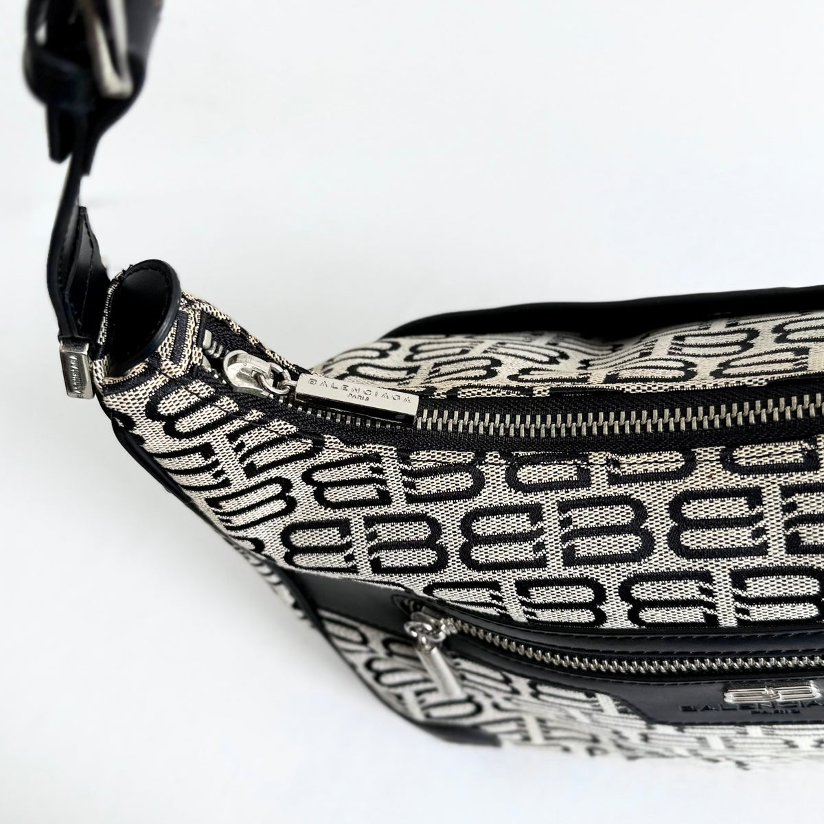 Balenciaga Monogram Jacquard Shoulder Bag Grey