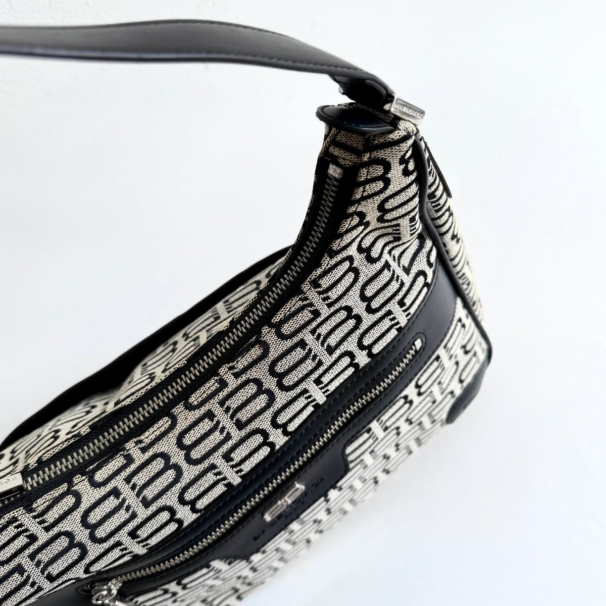 Balenciaga Monogram Jacquard Shoulder Bag Grey