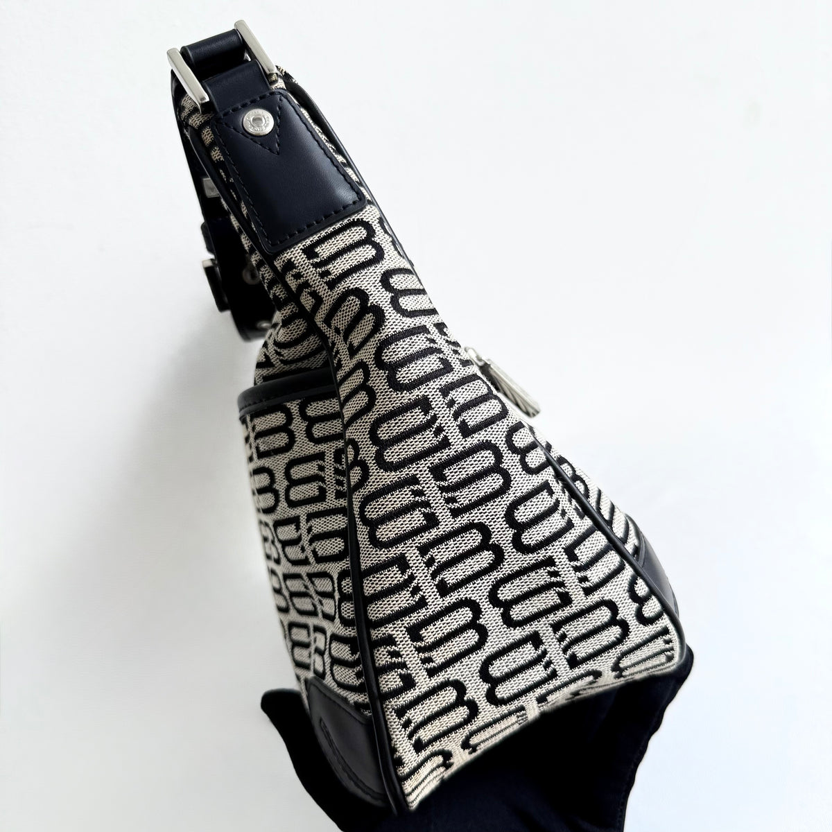Balenciaga Monogram Jacquard Shoulder Bag Grey