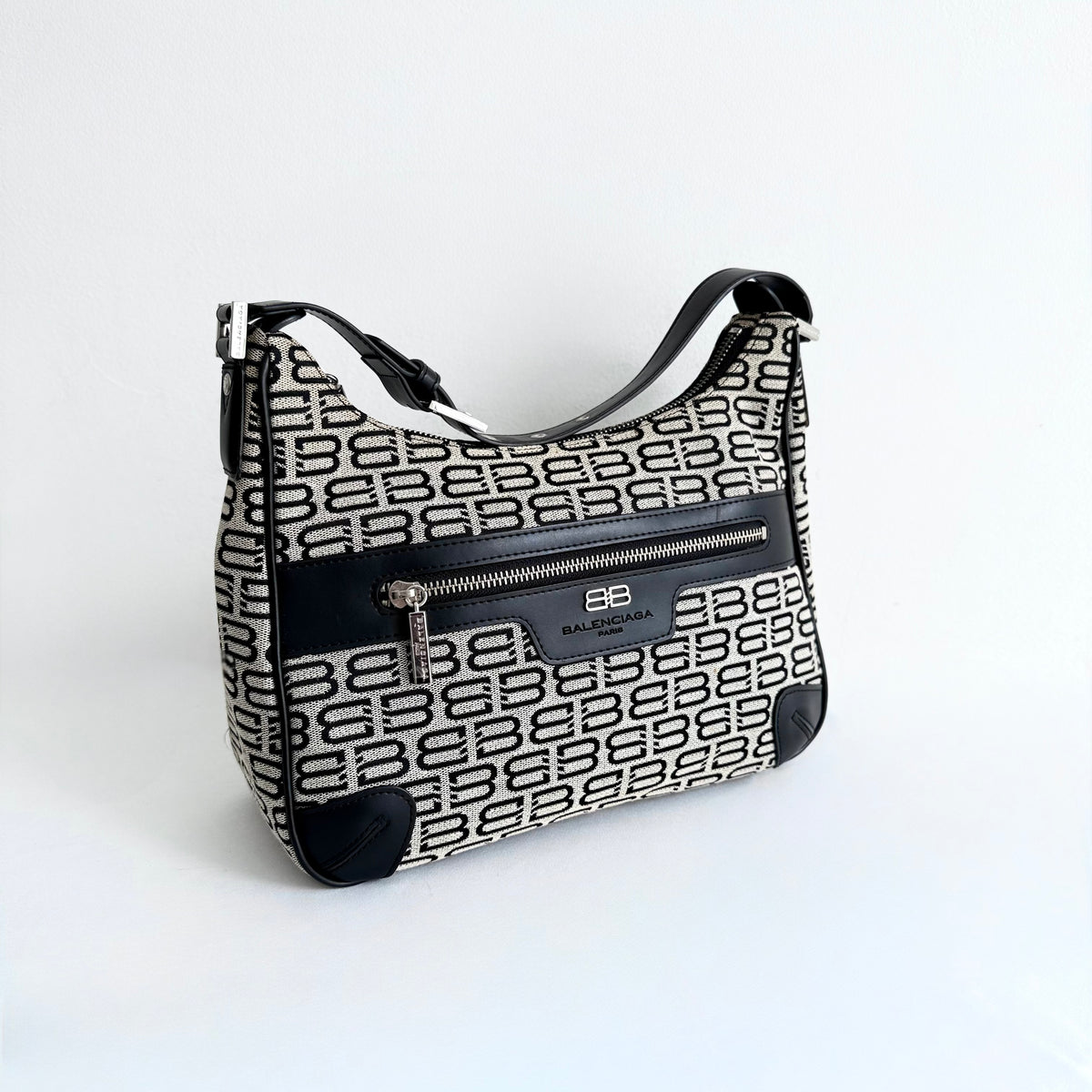 Balenciaga Monogram Jacquard Shoulder Bag Grey
