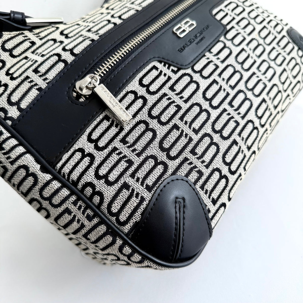 Balenciaga Monogram Jacquard Shoulder Bag Grey