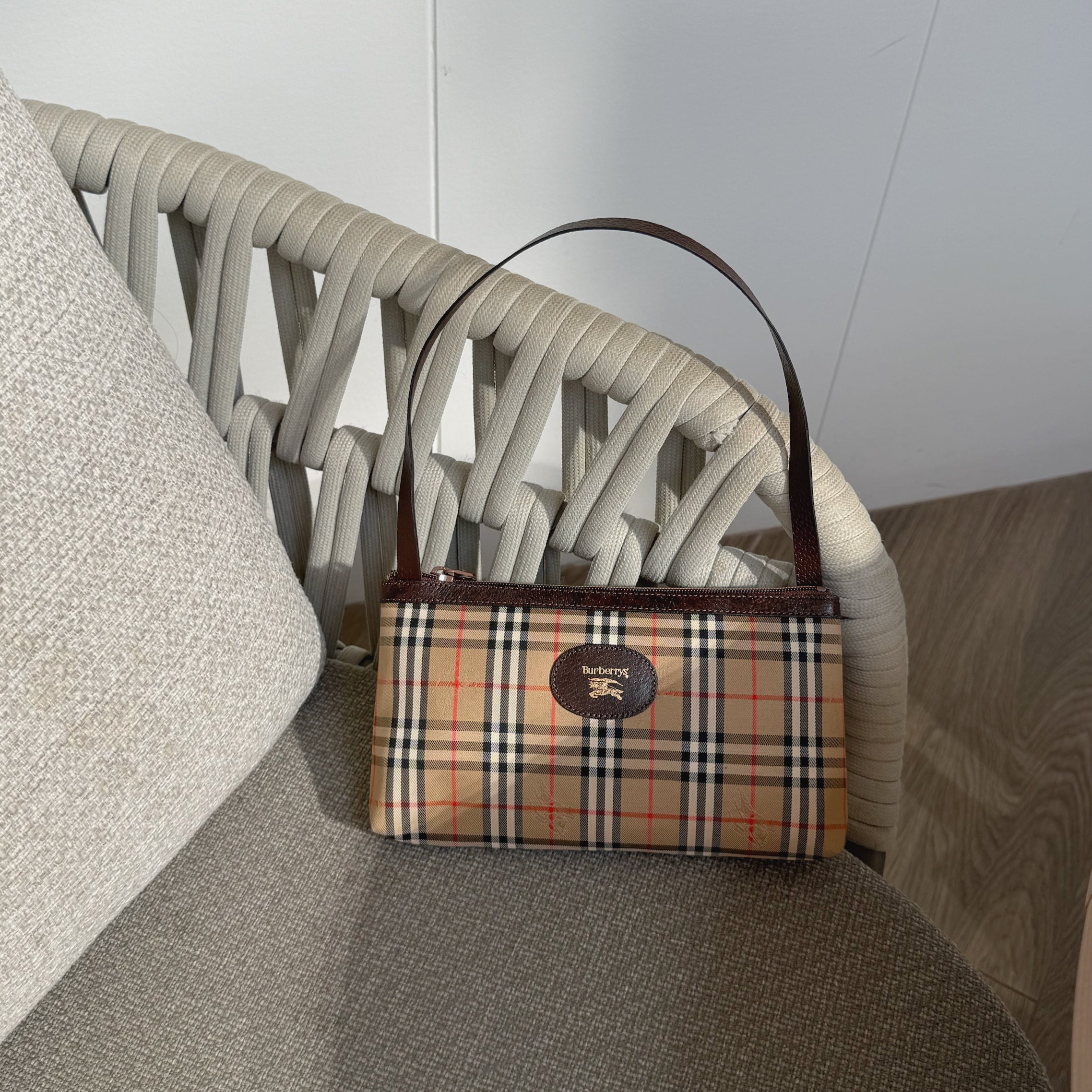  Burberry Haymarket Check Canvas Shoulder Bag