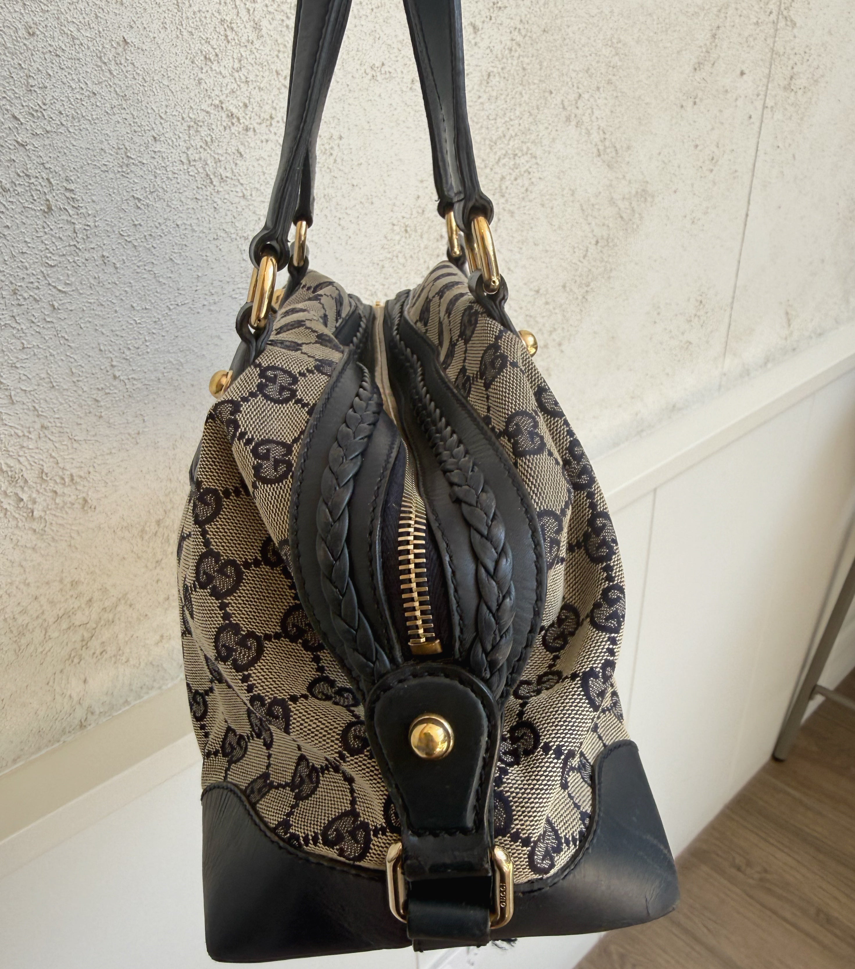 Gucci Navy Leather Brick Lane Boston Bag