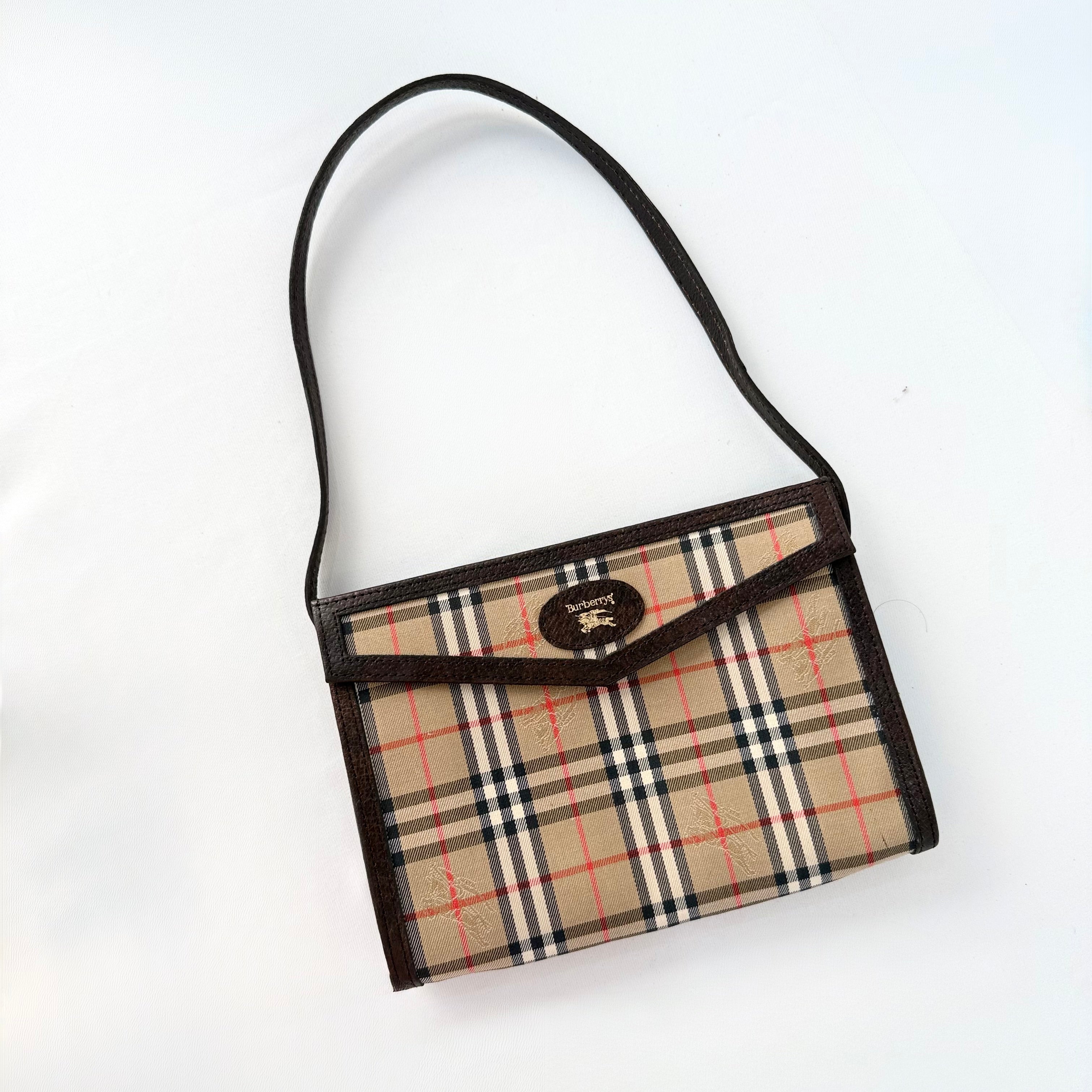 Burberry Vintage Haymarket Check Canvas Envelope Shoulder Bag