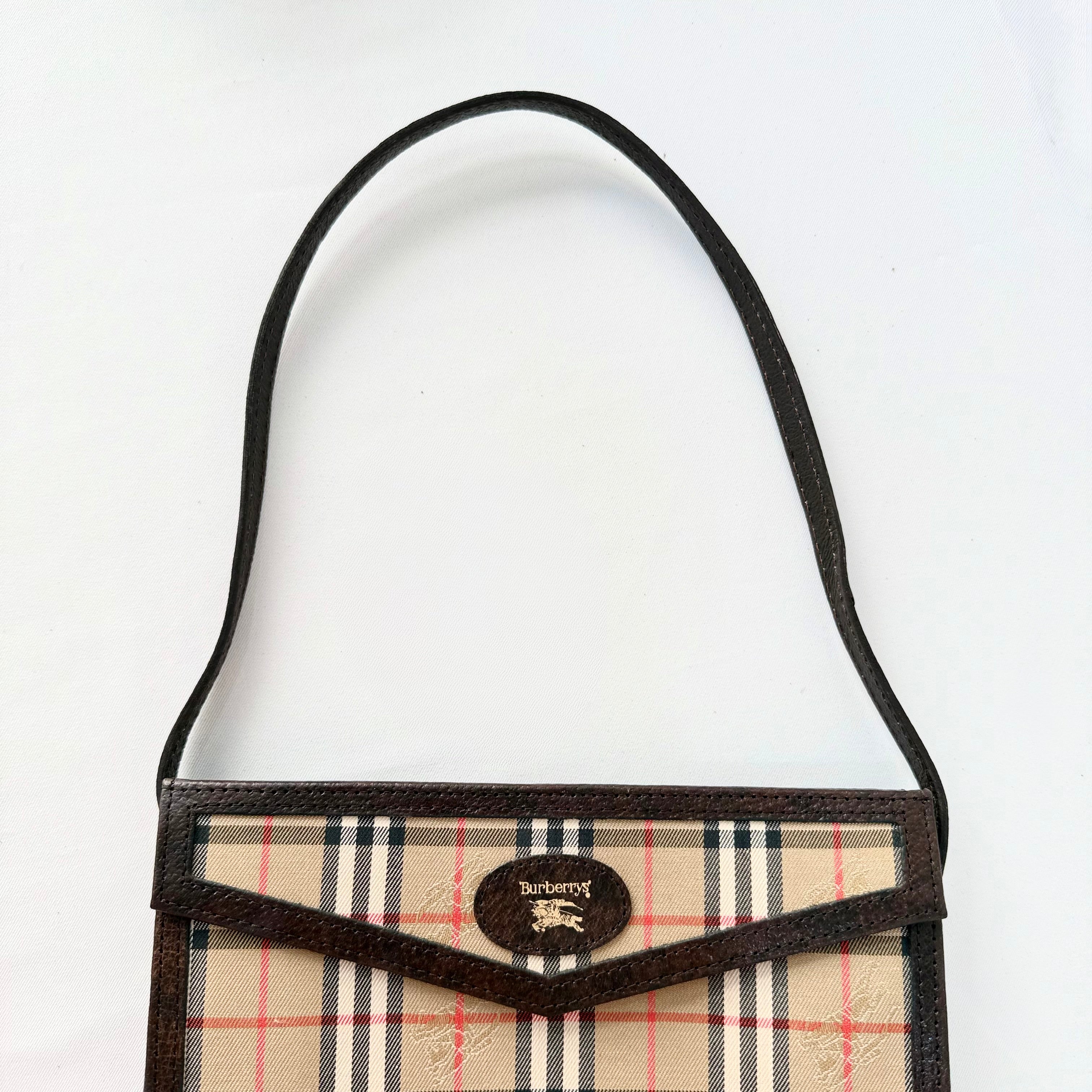 Burberry Vintage Haymarket Check Canvas Envelope Shoulder Bag