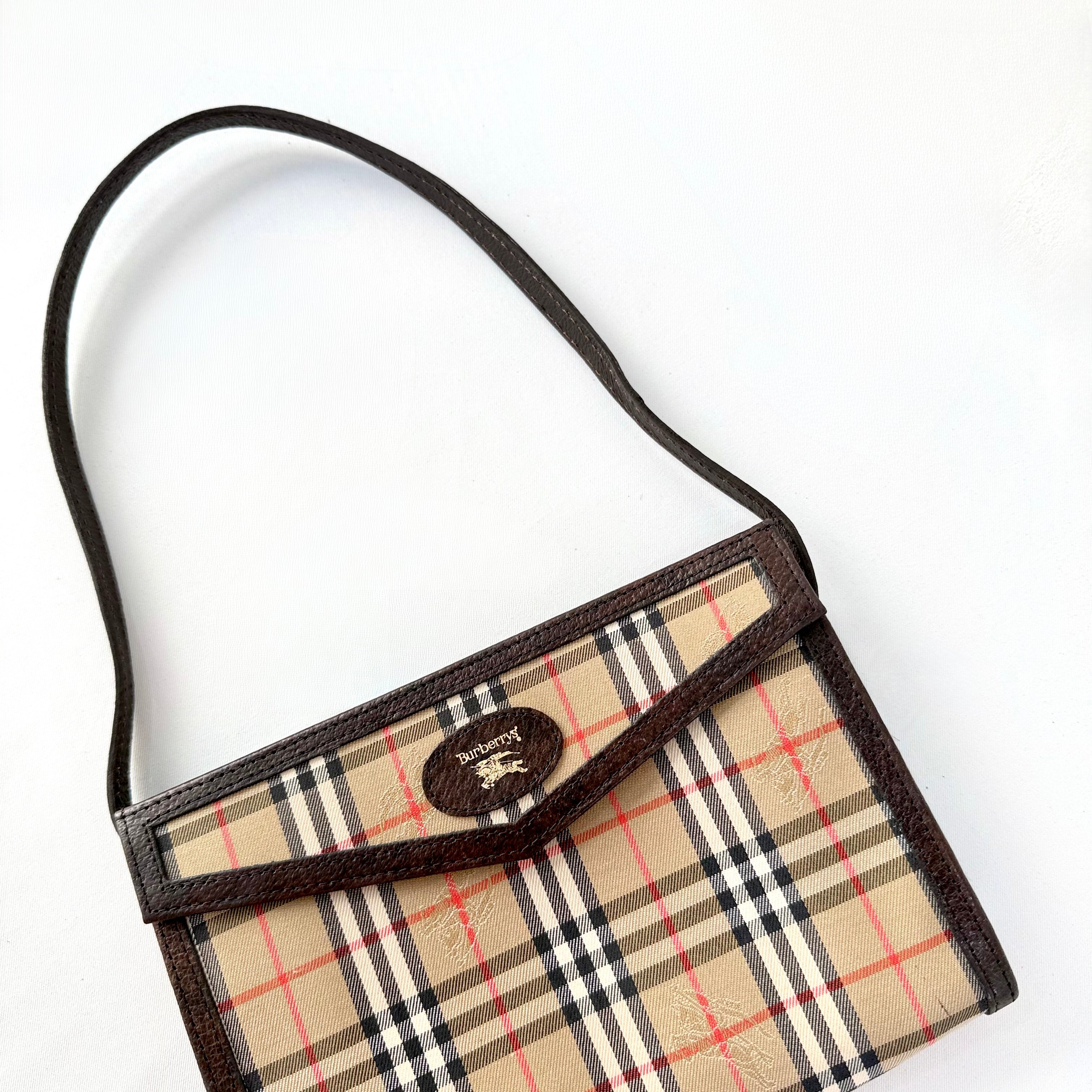 Burberry Vintage Haymarket Check Canvas Envelope Shoulder Bag
