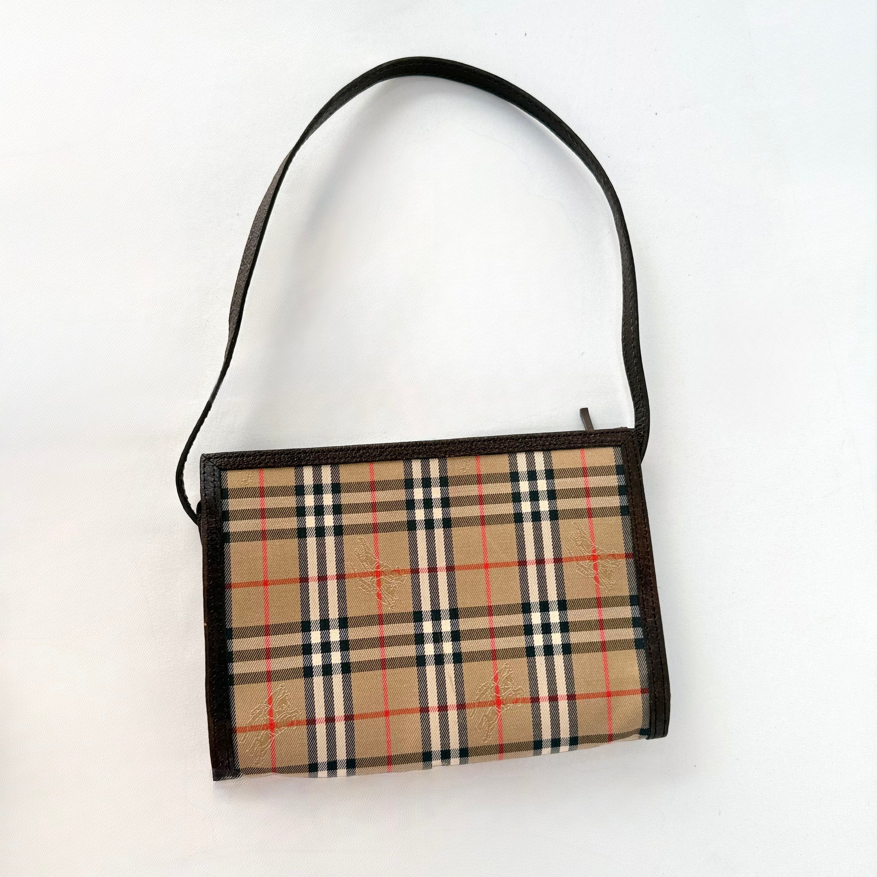 Burberry Vintage Haymarket Check Canvas Envelope Shoulder Bag