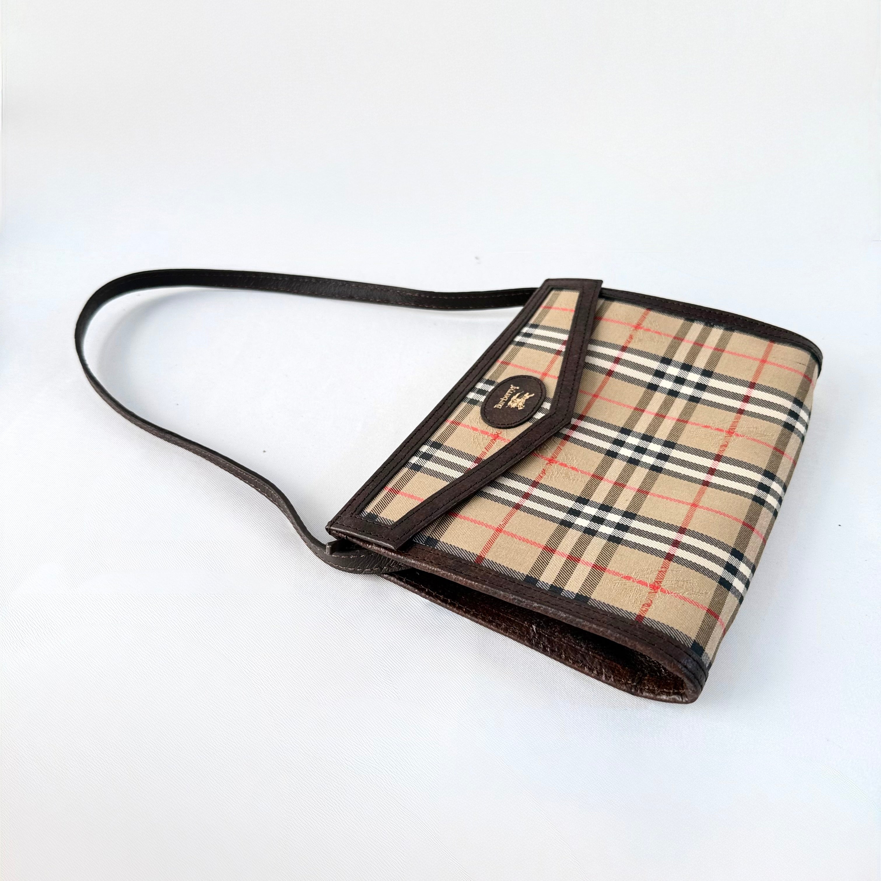 Burberry Vintage Haymarket Check Canvas Envelope Shoulder Bag