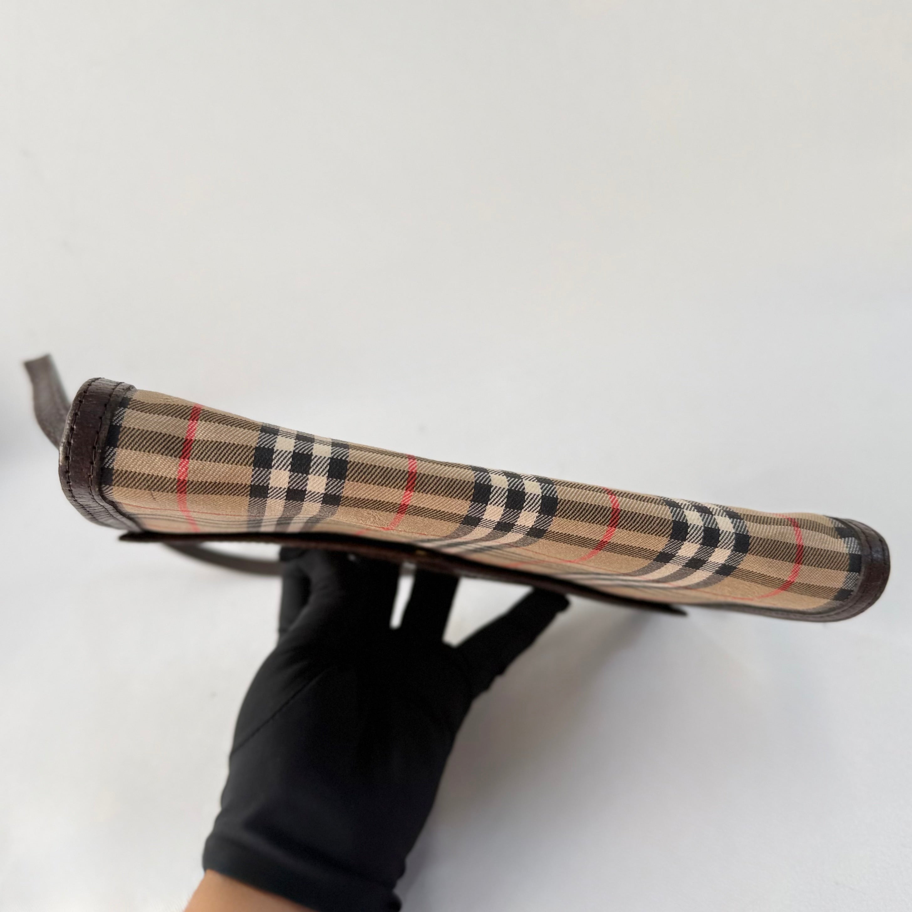Burberry Vintage Haymarket Check Canvas Envelope Shoulder Bag