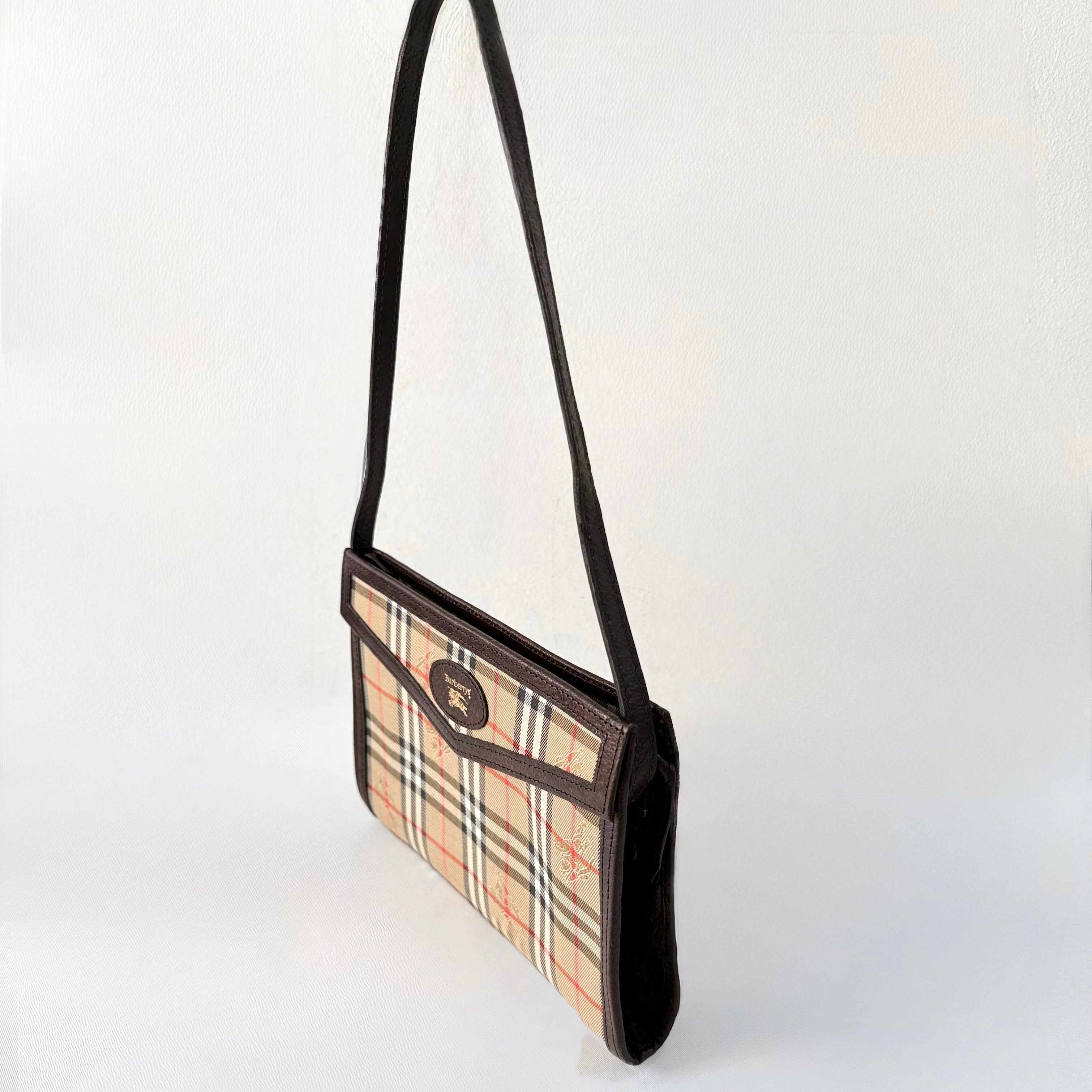 Burberry Vintage Haymarket Check Canvas Envelope Shoulder Bag