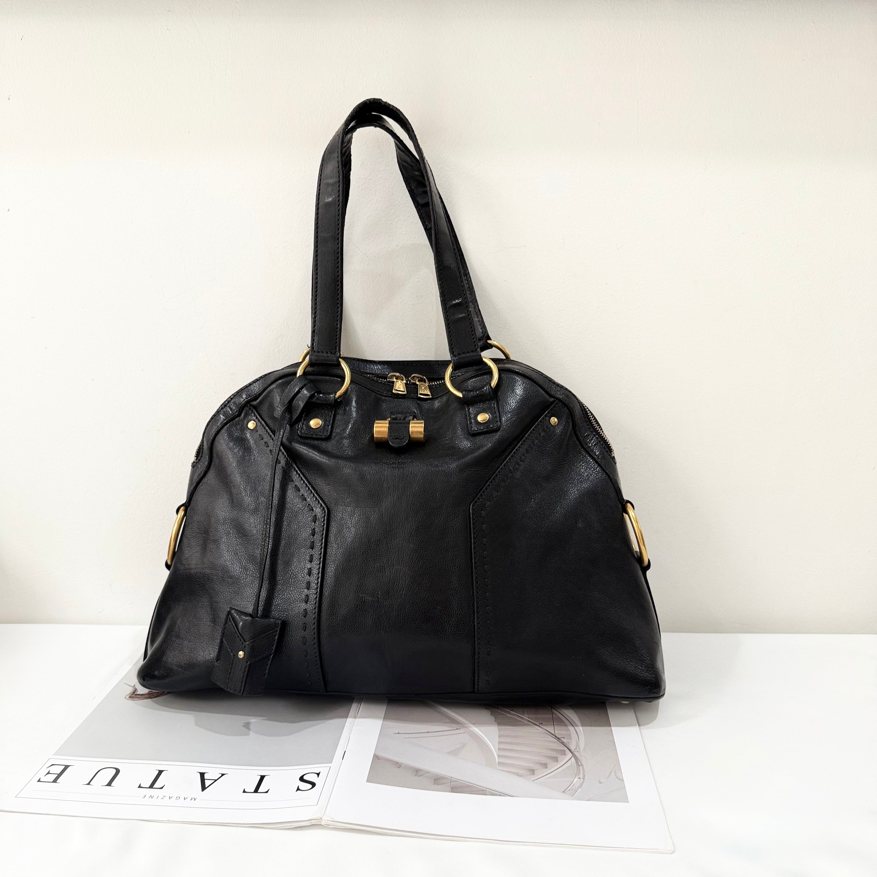 YVES SAINT LAURENT BLACK MUSE TOTE BAG
