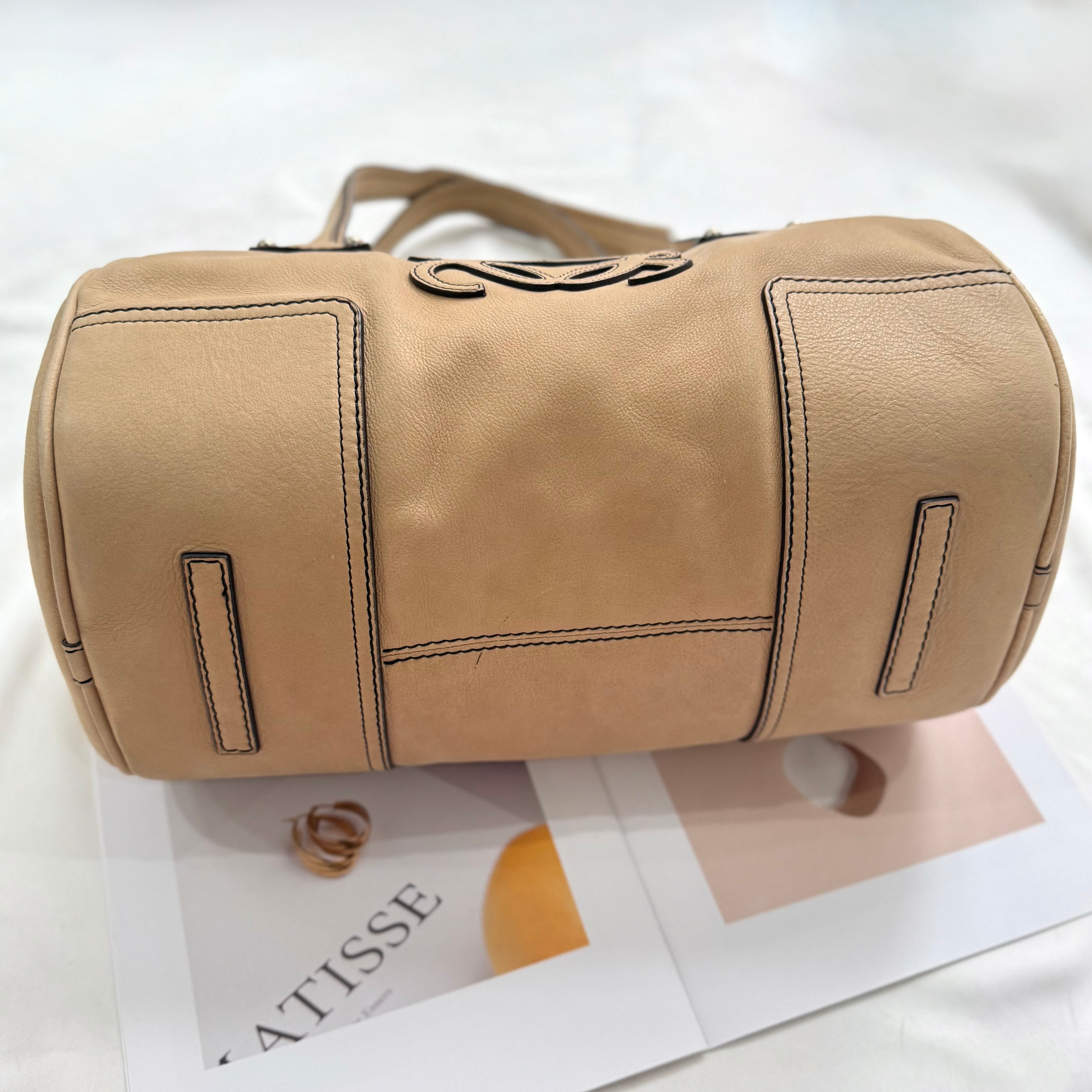 Loewe Signature Anagram Beige Leather Shoulder Bag