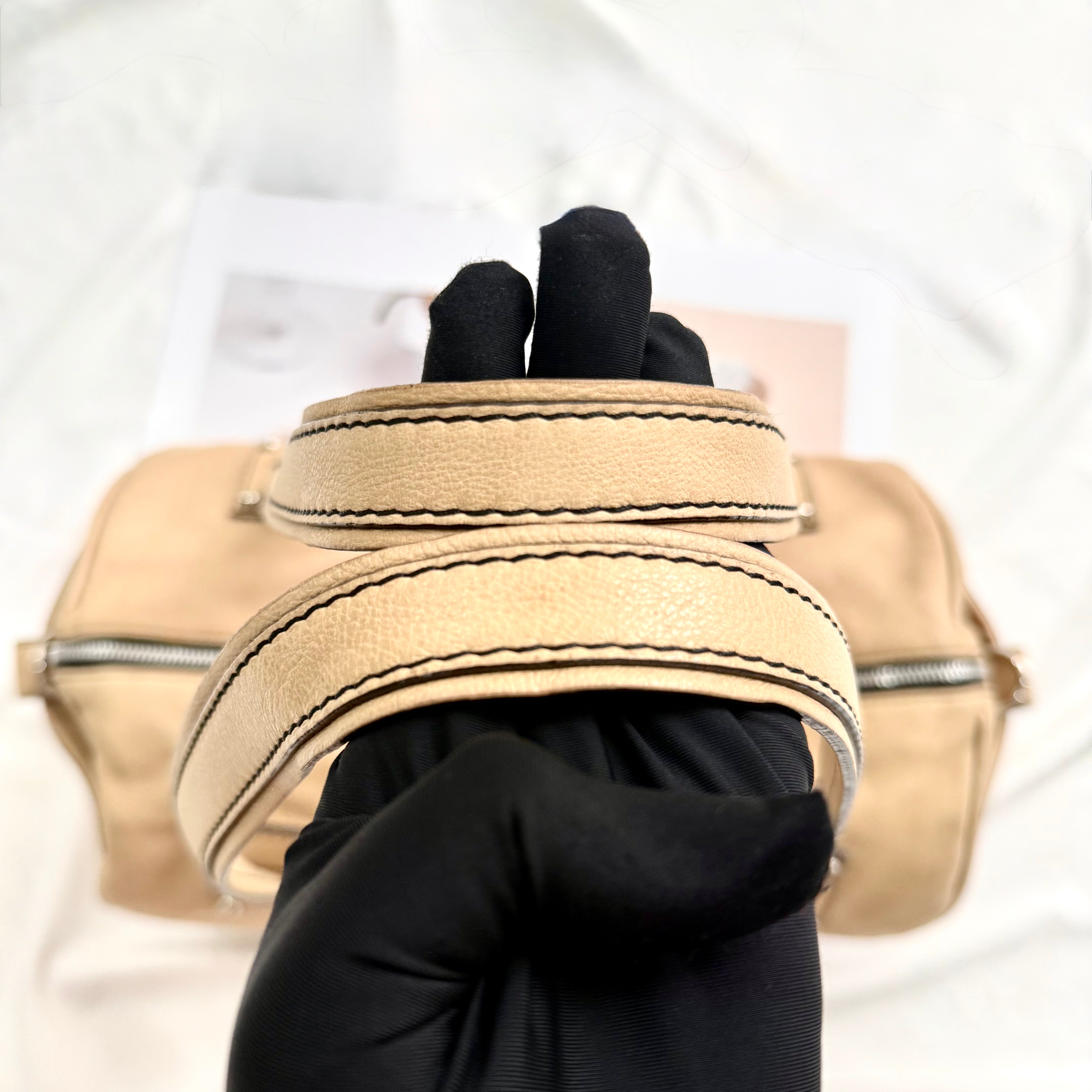 Loewe Signature Anagram Beige Leather Shoulder Bag