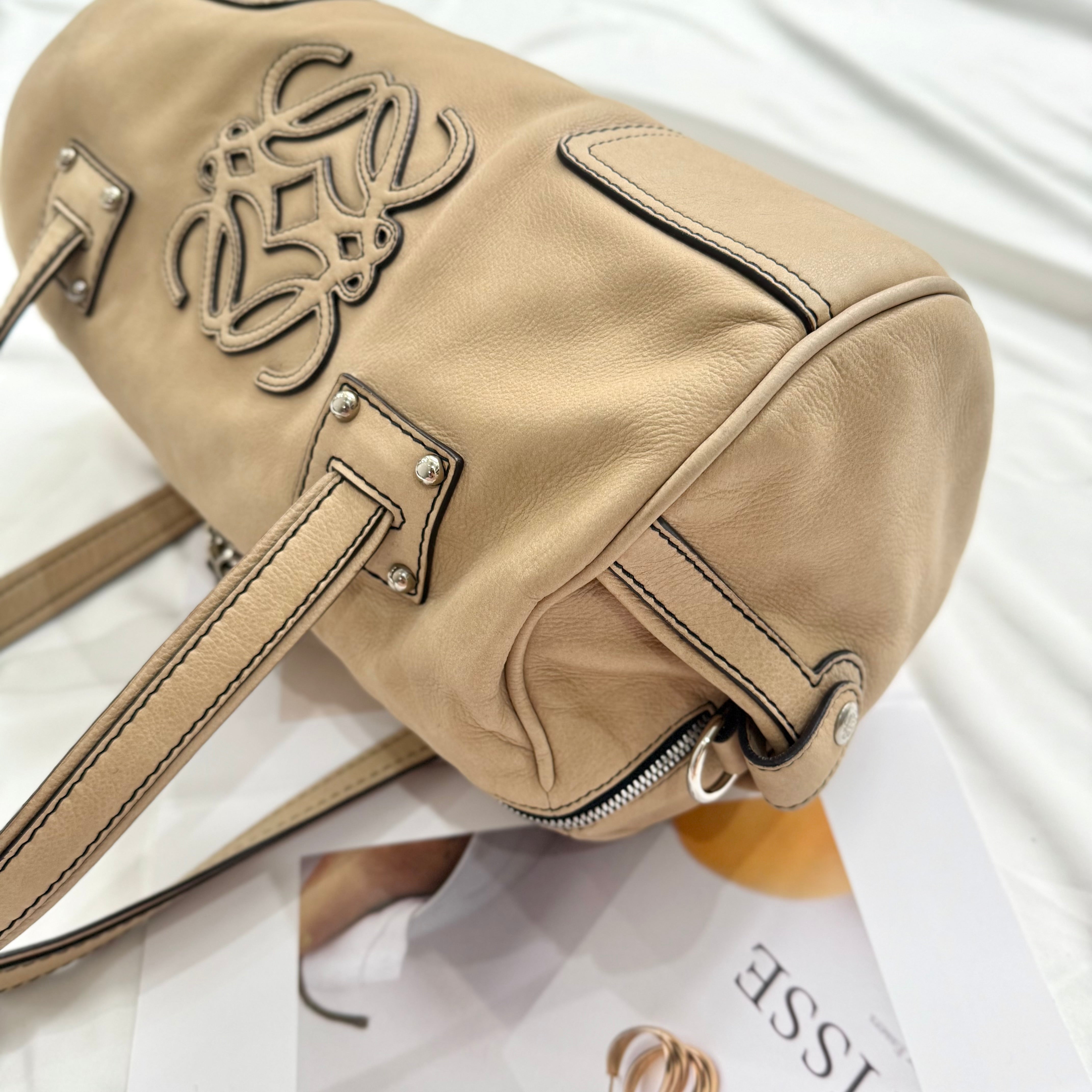 Loewe Signature Anagram Beige Leather Shoulder Bag