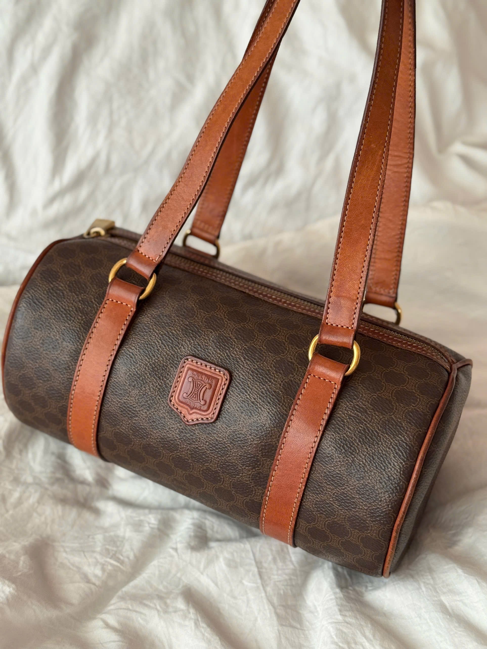 CELINE Macadam Blason Handbag Brown Vintage