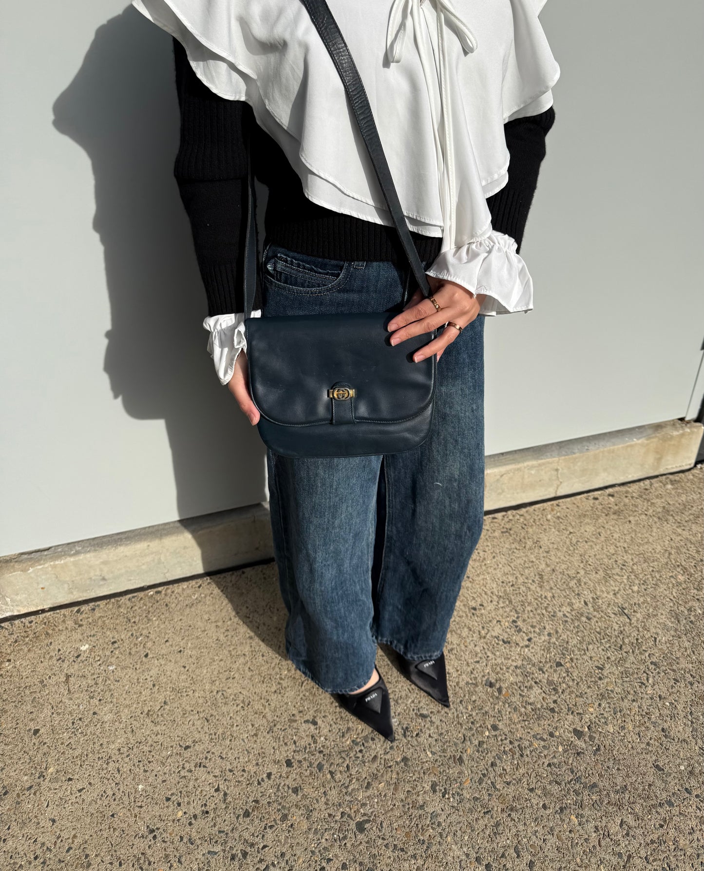 GUCCI Vintage Crossbody Bag Leather
