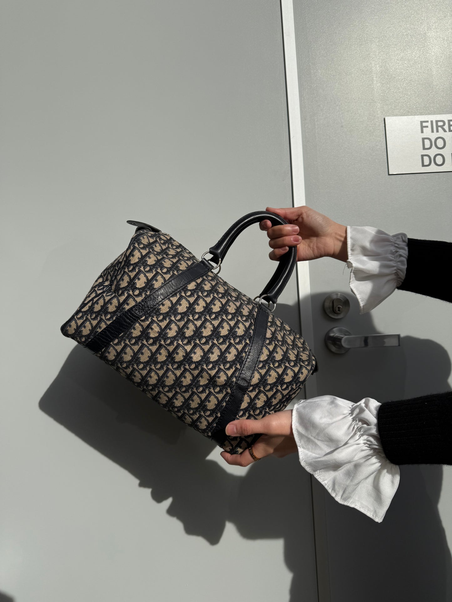 Dior Blue Canvas Bowling Bag
