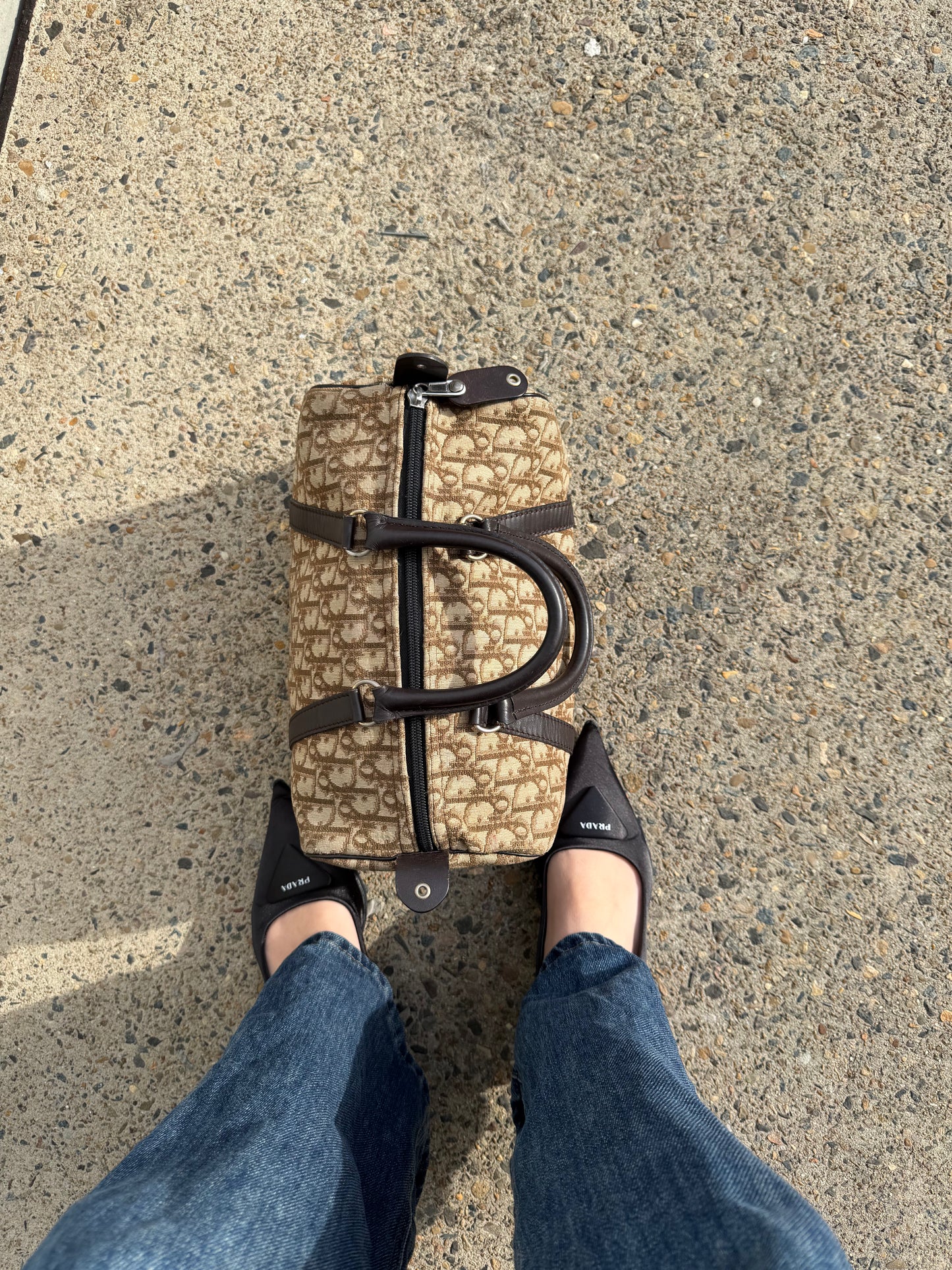 Dior Vintage Brown Canvas Bowling Bag