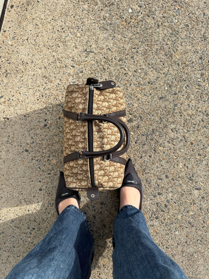 Dior Vintage Brown Canvas Bowling Bag