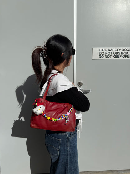 Loewe Vintage Drawstring Shoulder Bag - Red Leather