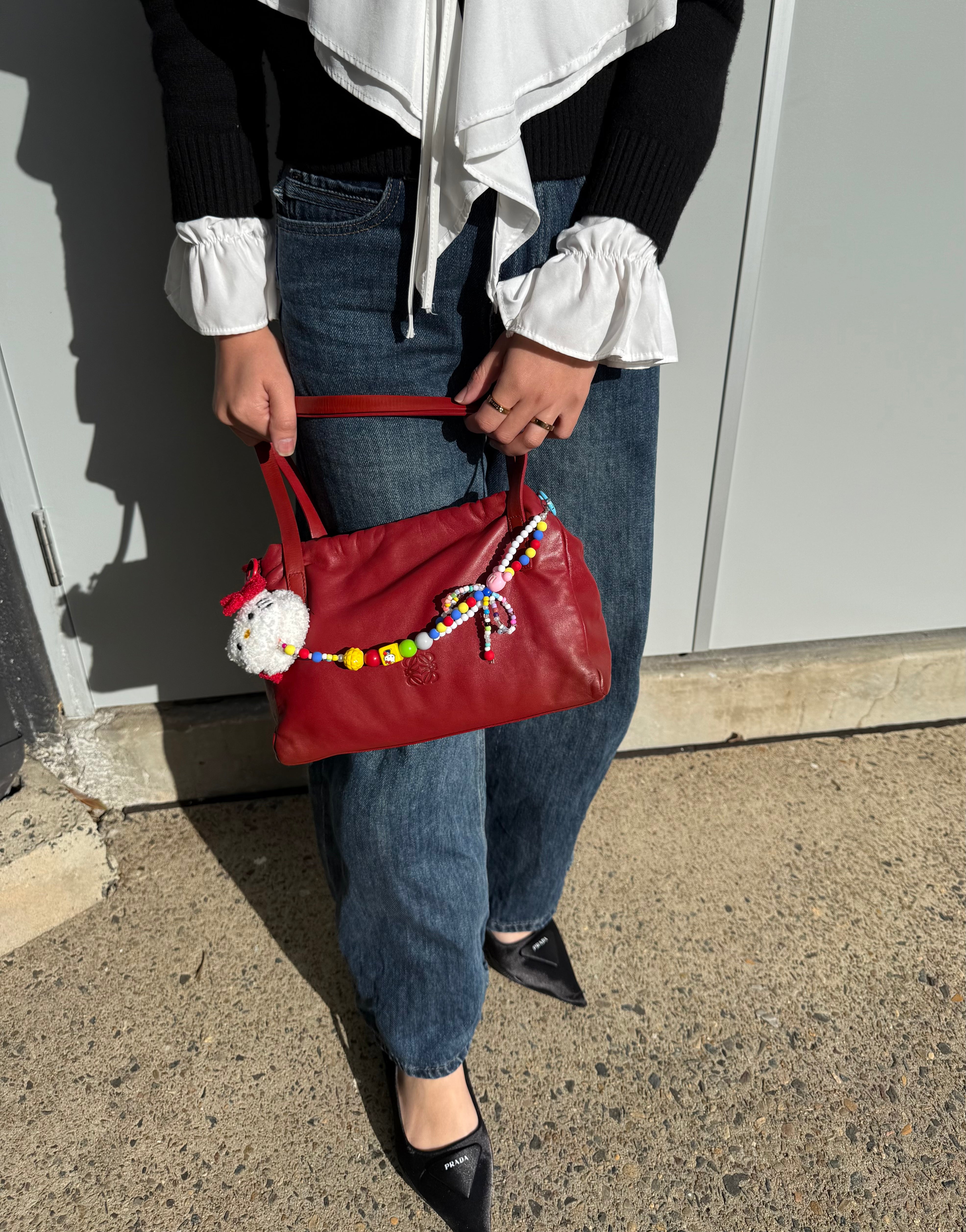 Loewe Vintage Drawstring Shoulder Bag - Red Leather