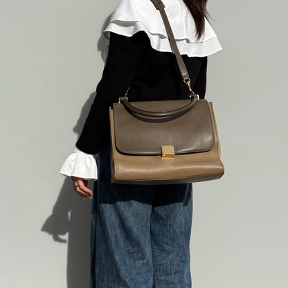 Celine Trapeze Beige Dark Brown