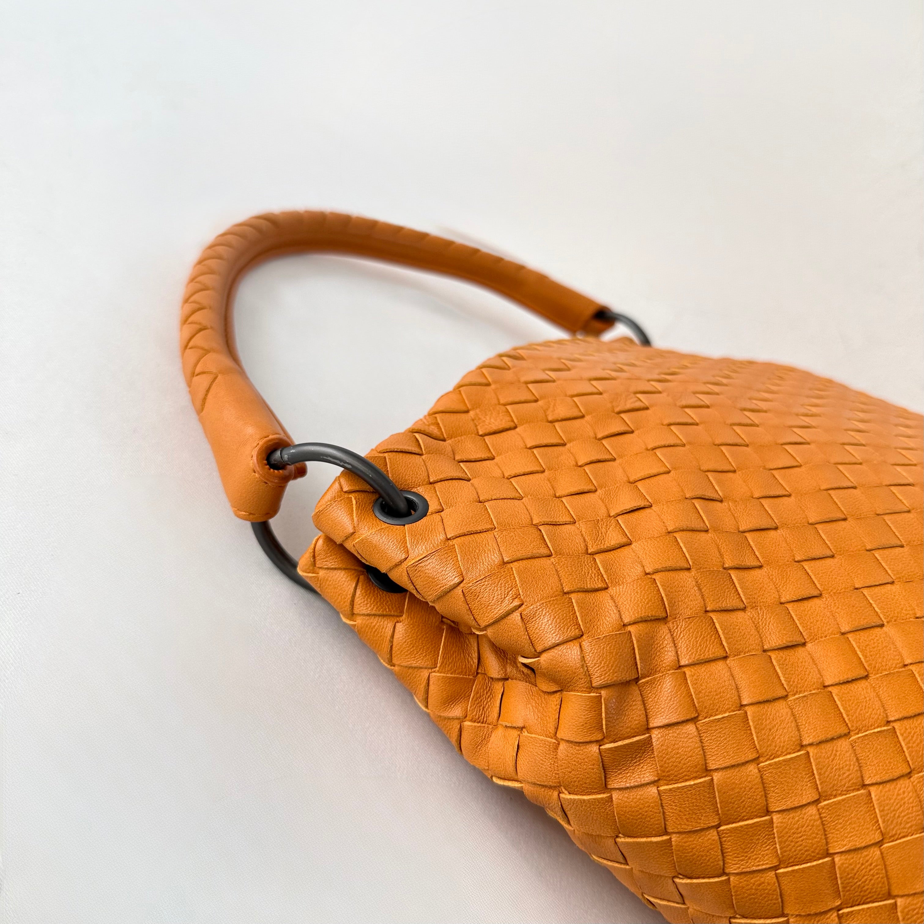 Bottega Veneta Orange Intrecciato Leather Bella Tote