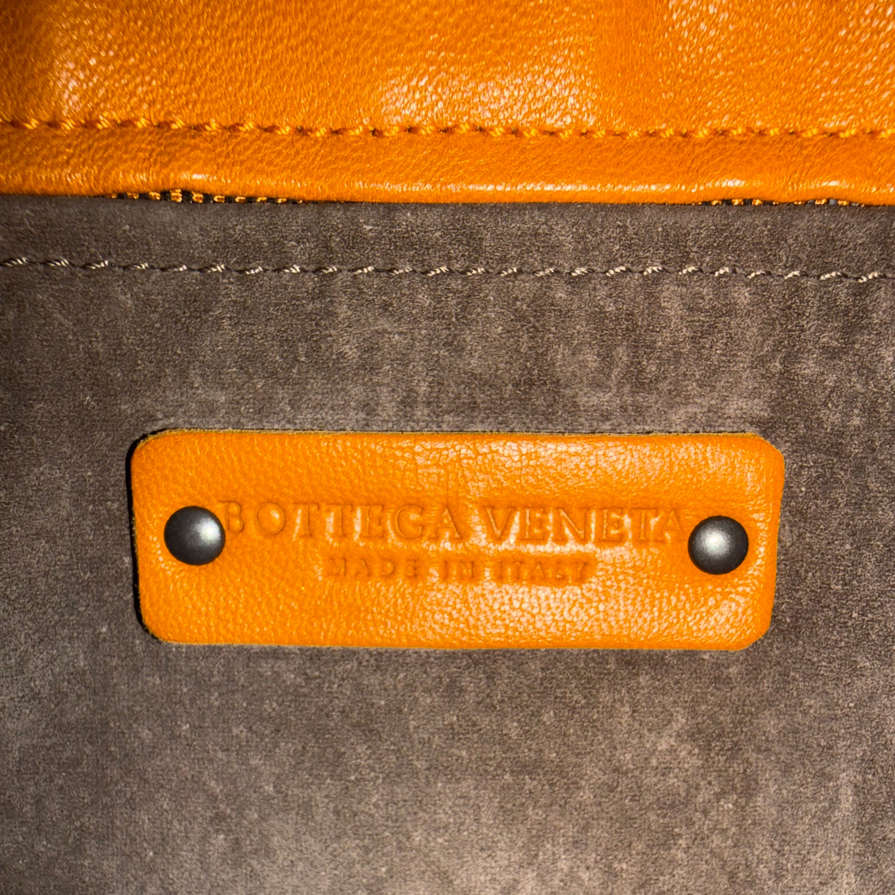 Bottega Veneta Orange Intrecciato Leather Bella Tote