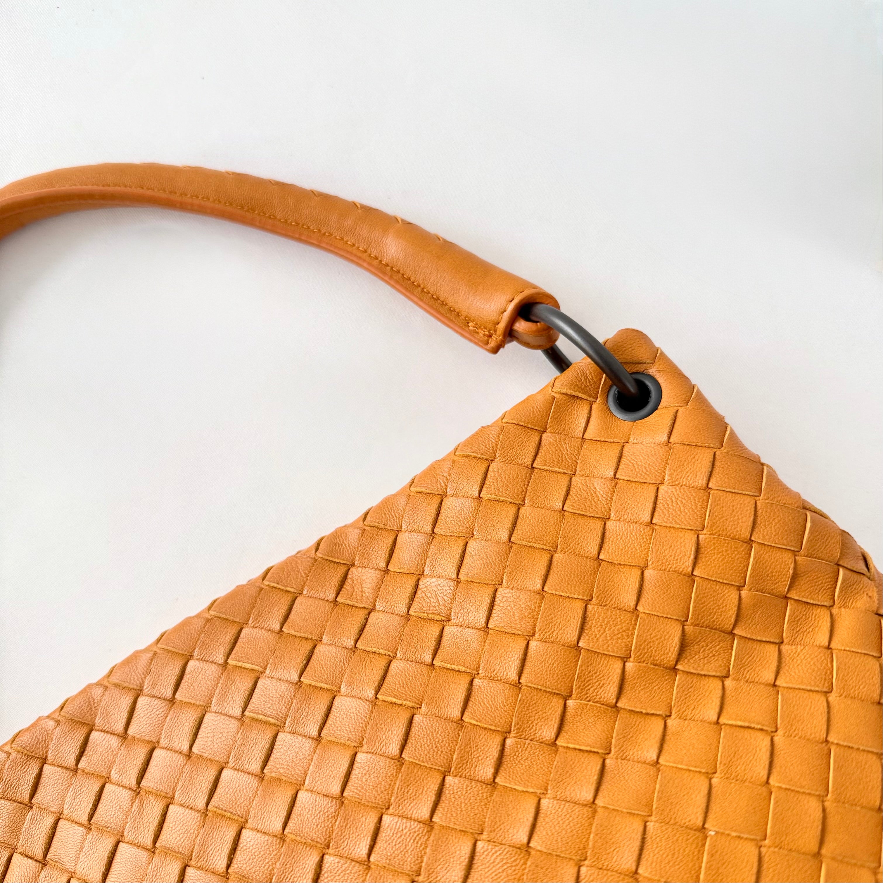 Bottega Veneta Orange Intrecciato Leather Bella Tote