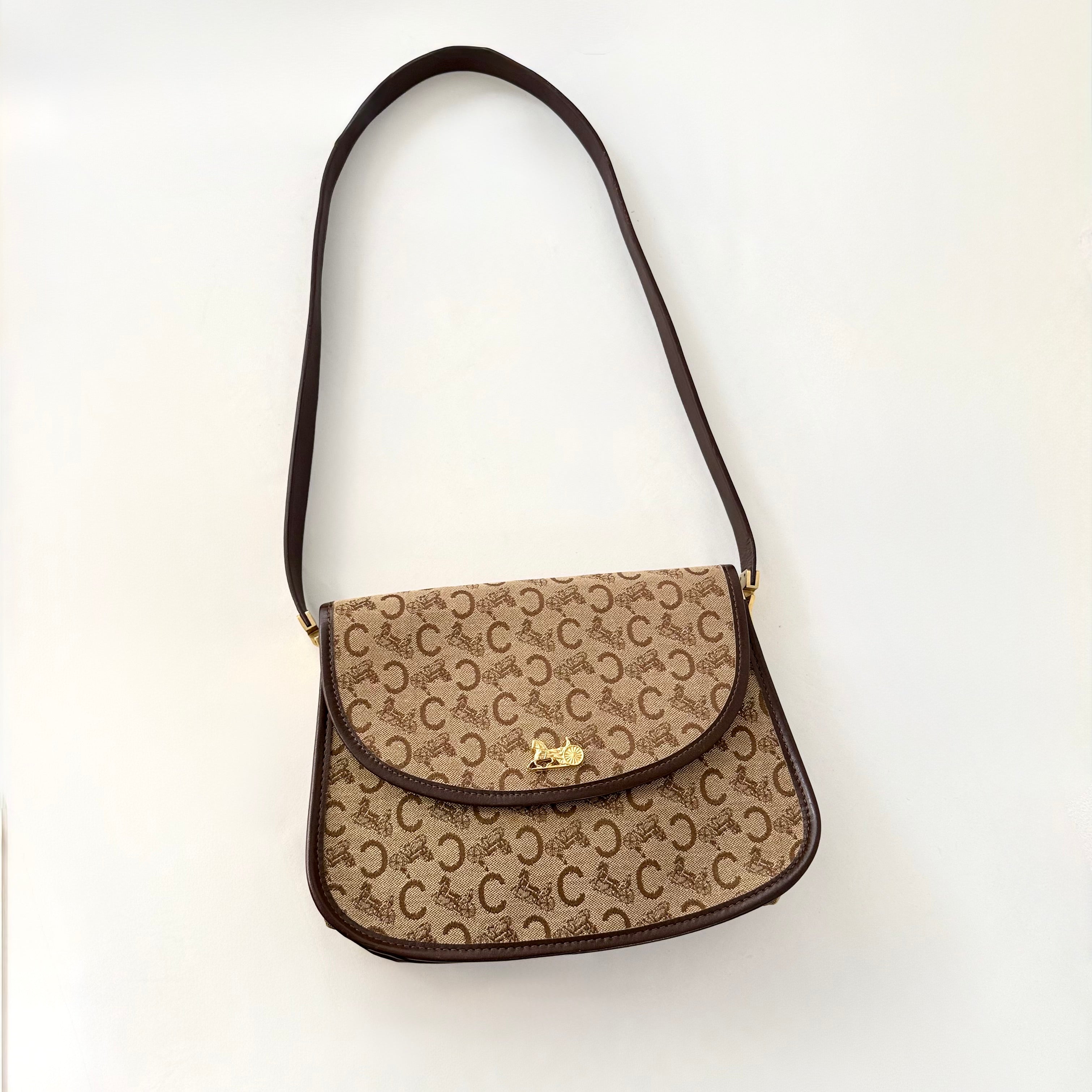 CELINE C Sulky Shoulder Bag Canvas Brown Shoulder Bag