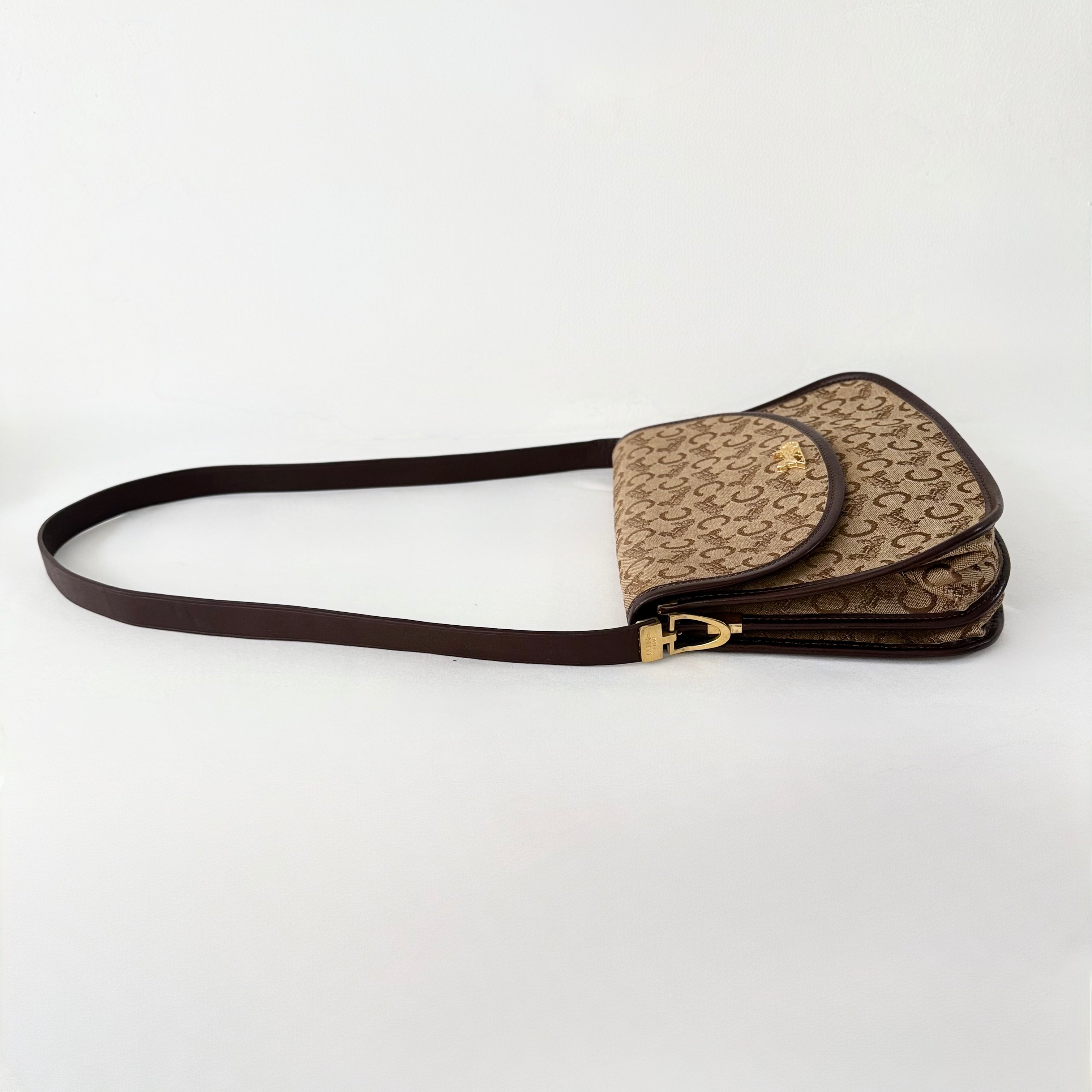 CELINE C Sulky Shoulder Bag Canvas Brown Shoulder Bag