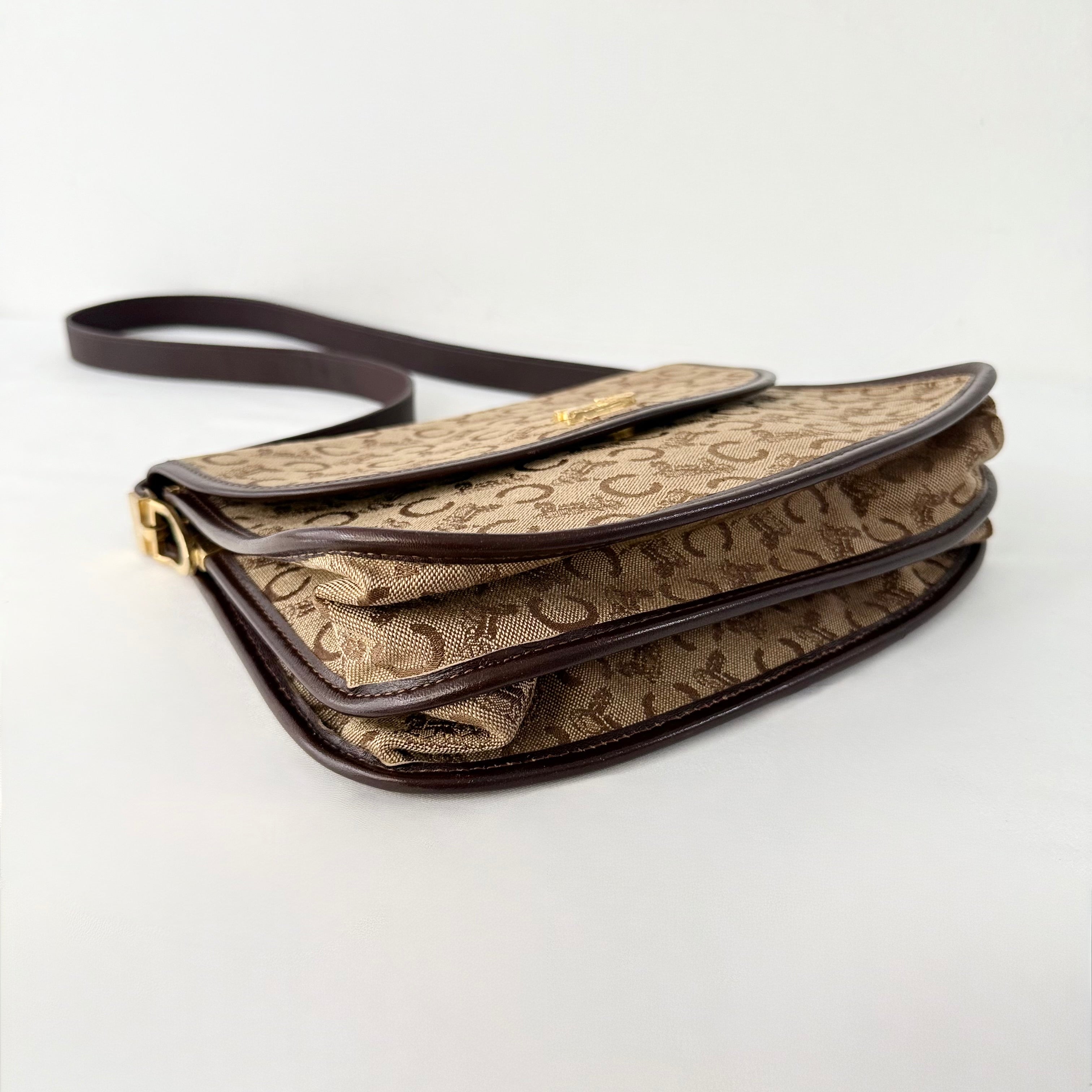 CELINE C Sulky Shoulder Bag Canvas Brown Shoulder Bag