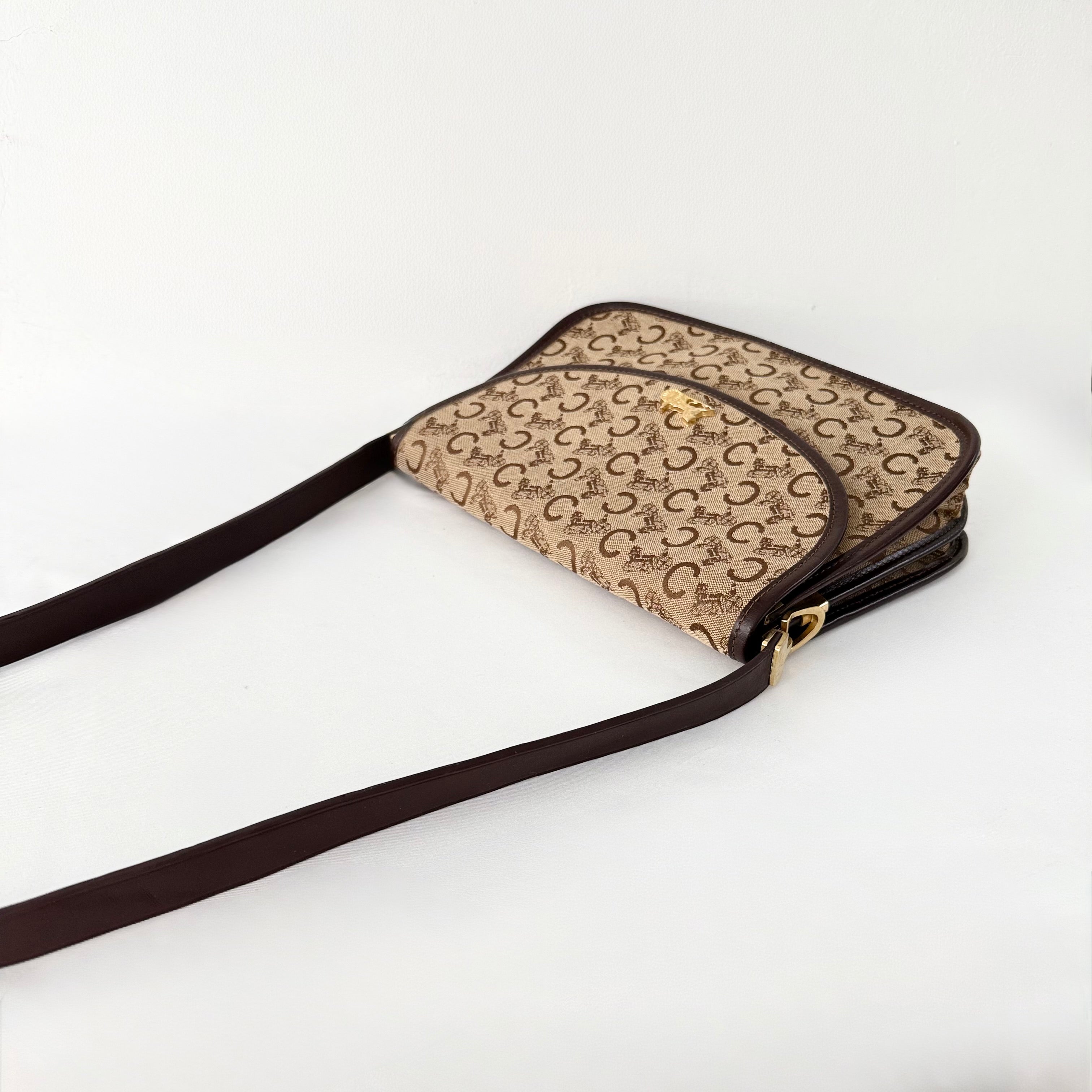 CELINE C Sulky Shoulder Bag Canvas Brown Shoulder Bag