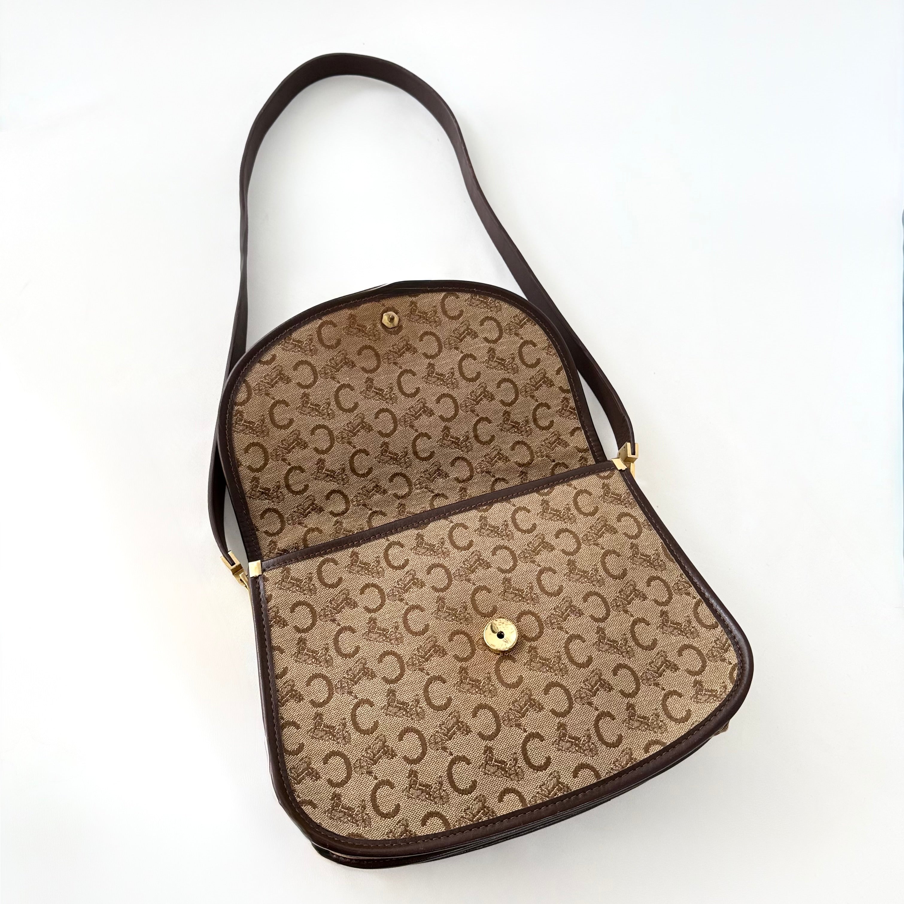 CELINE C Sulky Shoulder Bag Canvas Brown Shoulder Bag