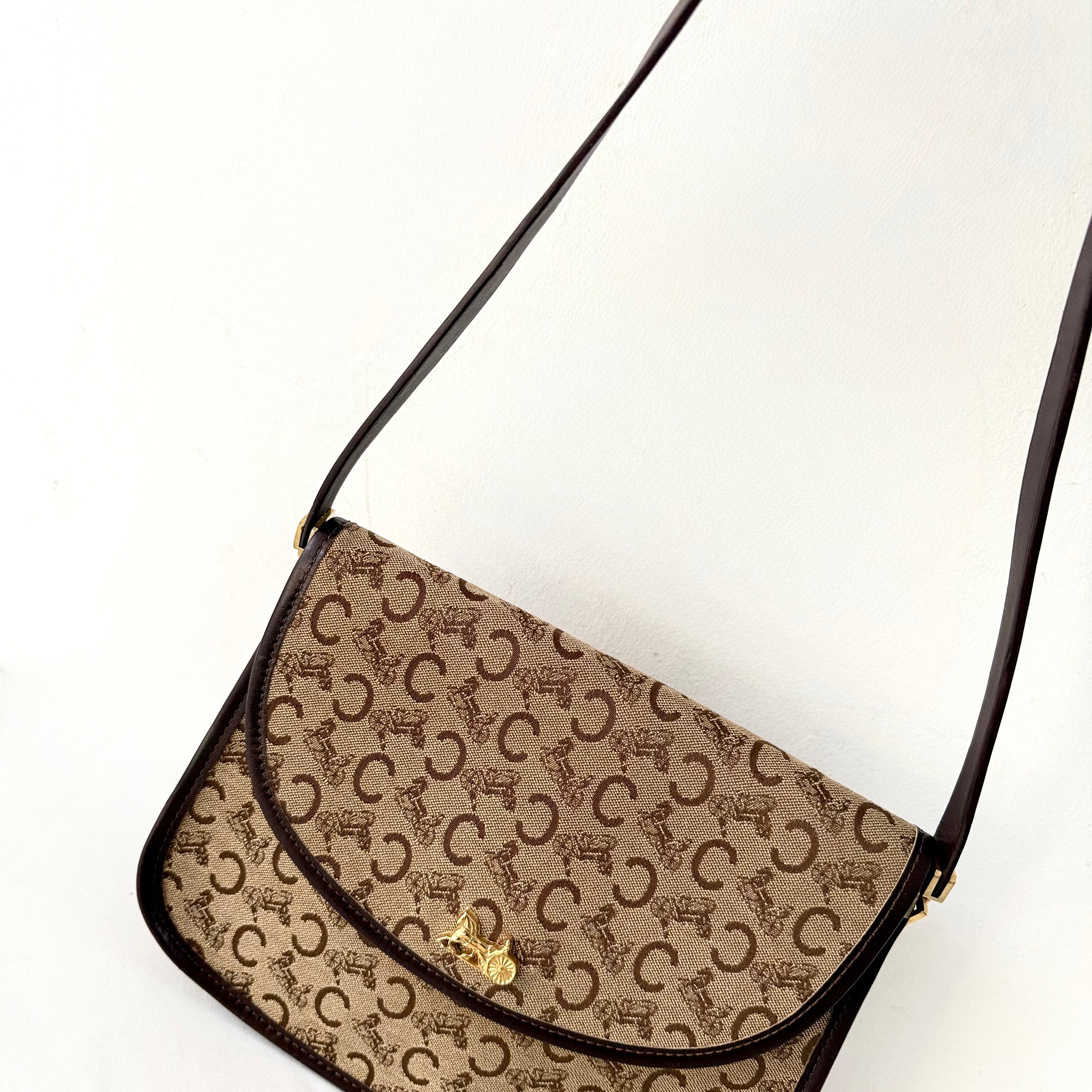 CELINE C Sulky Shoulder Bag Canvas Brown Shoulder Bag