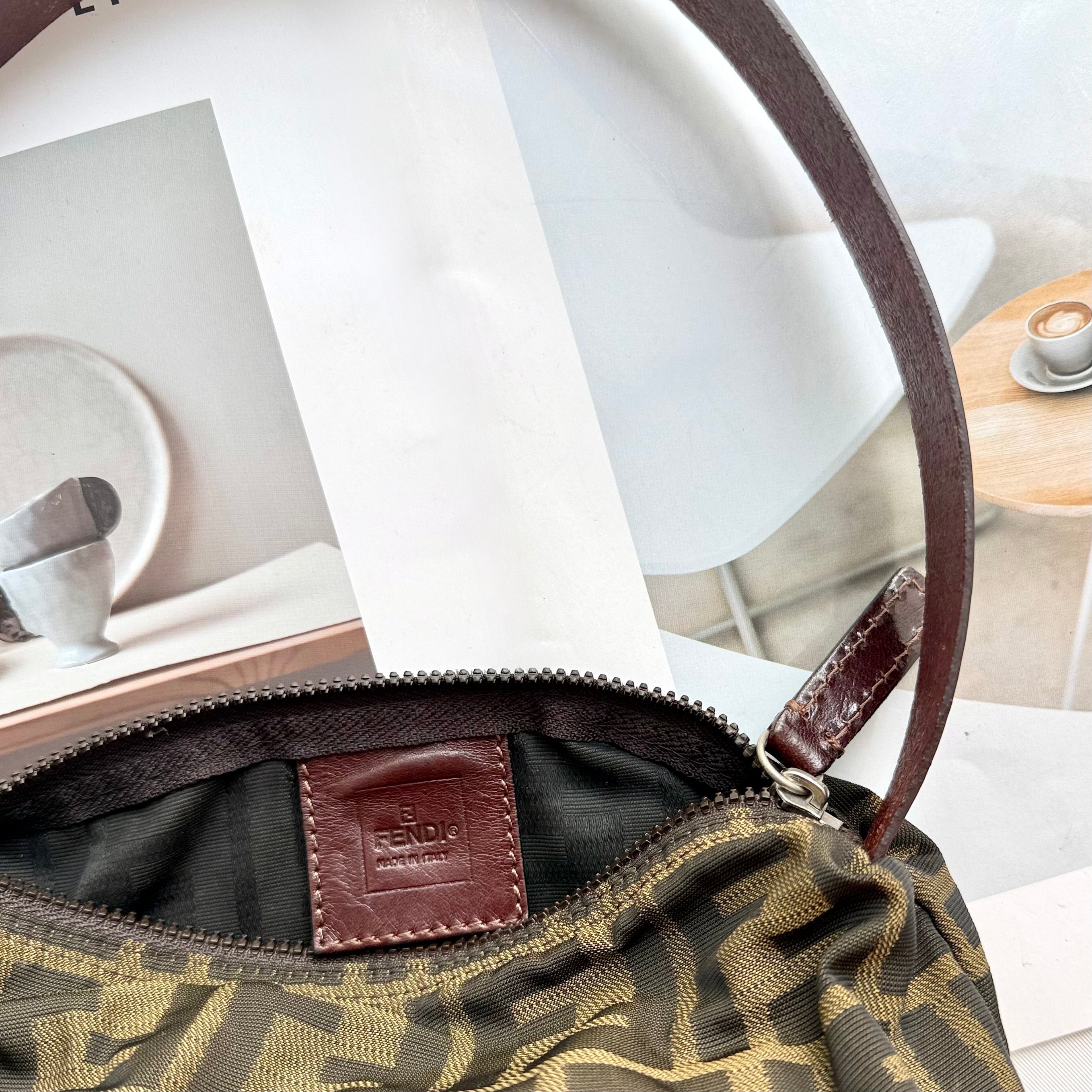 Fendi Brown Zucca Pochette Bag