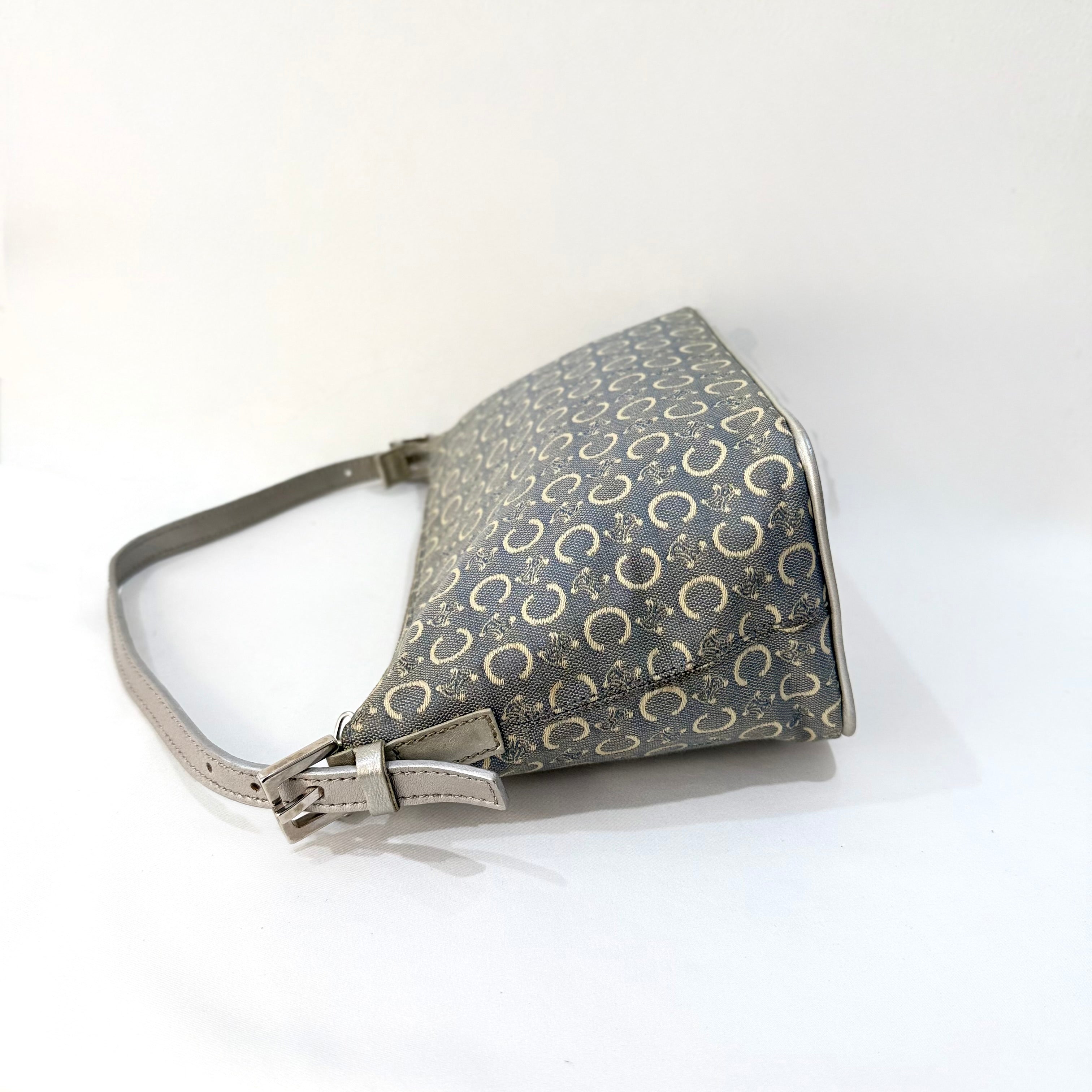 CELINE “C” MONOGRAM BLUE CANVAS SHOULDER BAG
