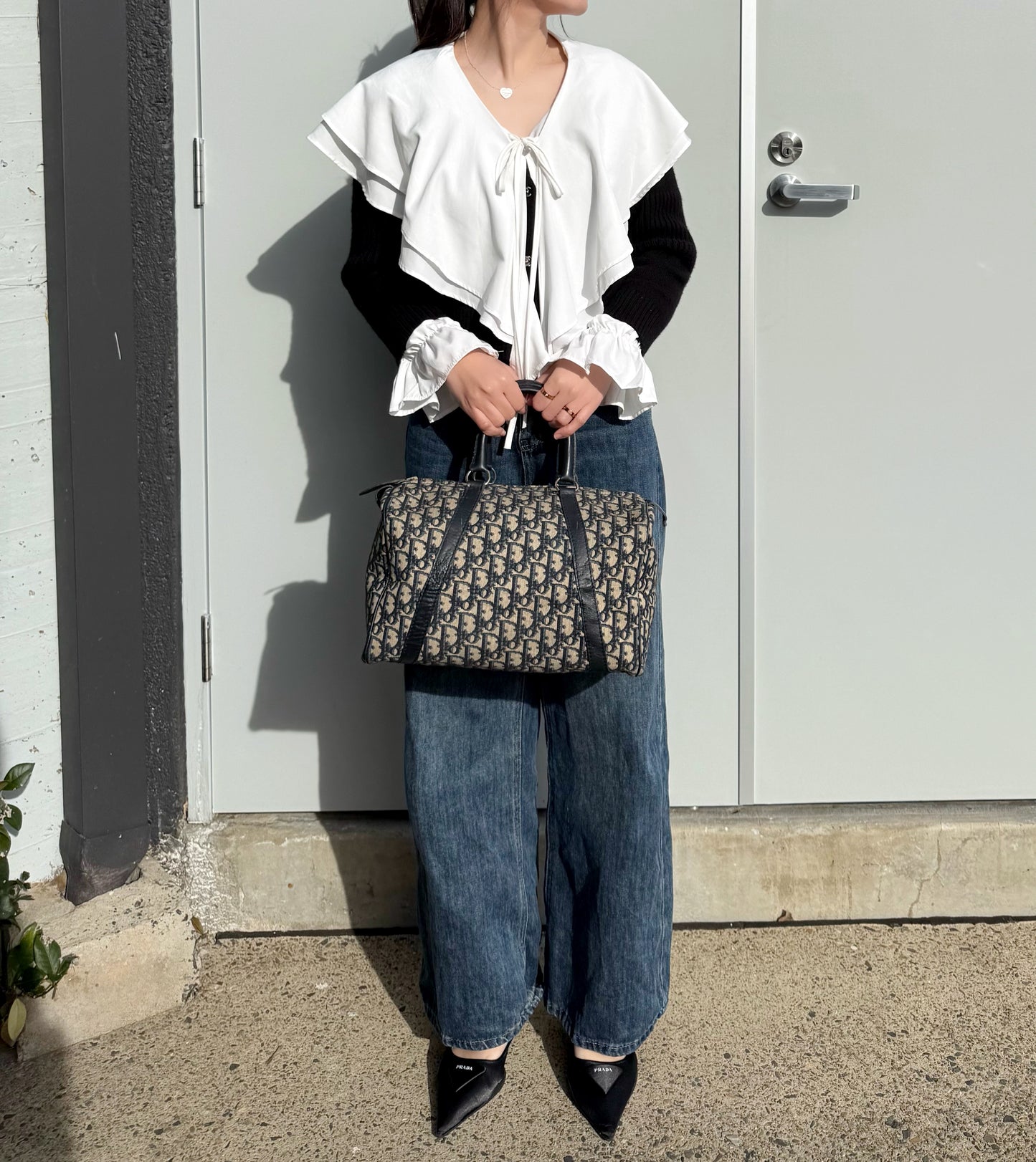 Dior Blue Canvas Bowling Bag