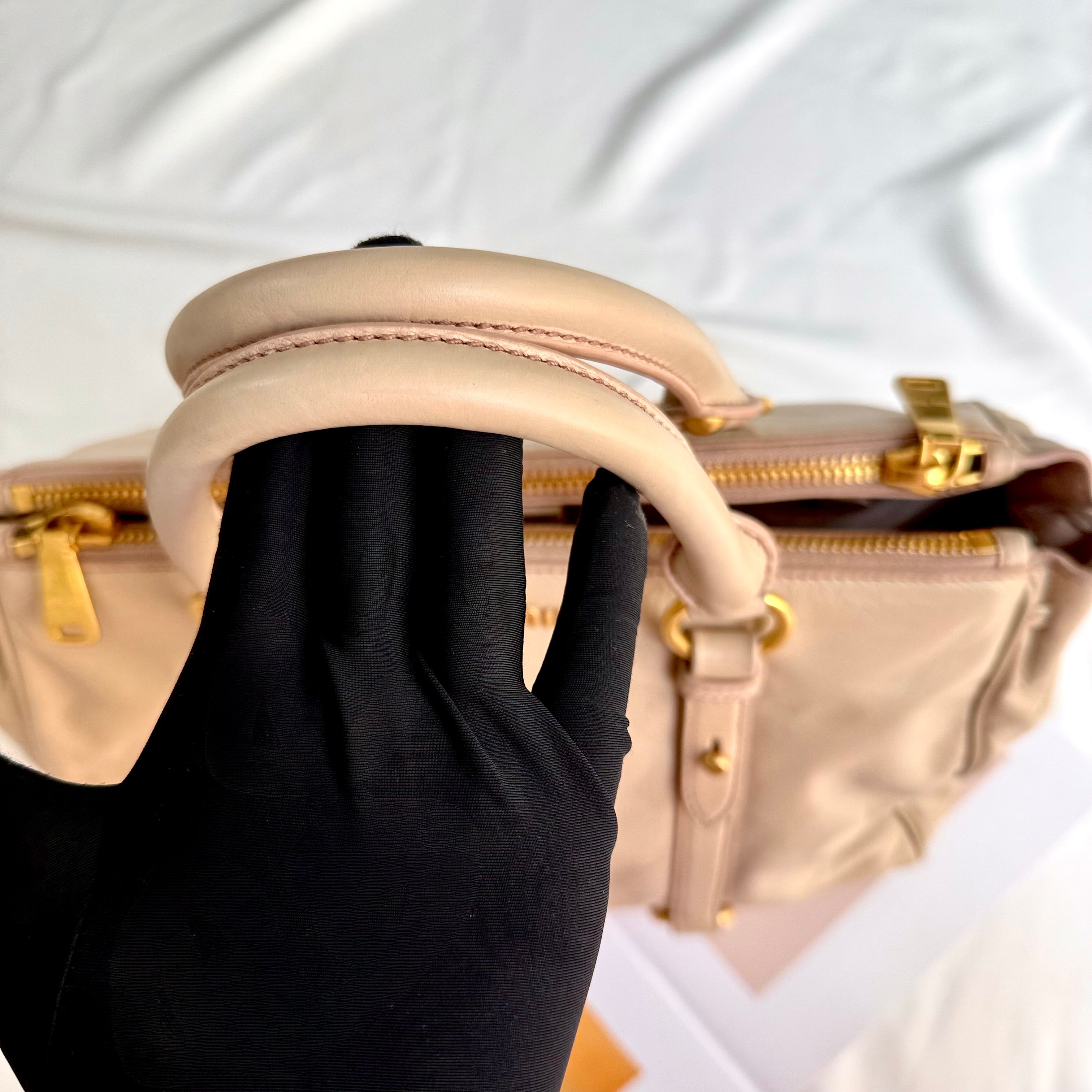 Miu Miu Nude Colour Vitello Lux Bowler Bag