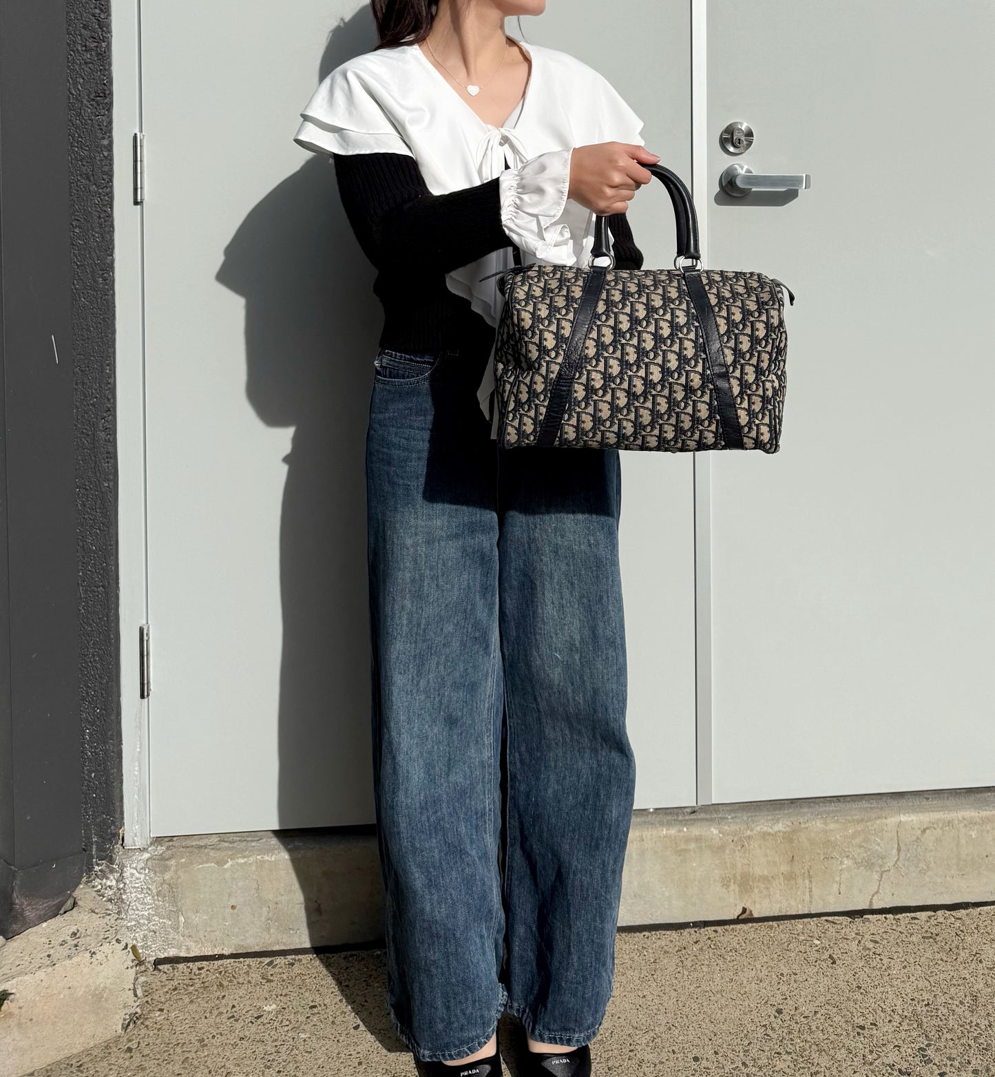 Dior Blue Canvas Bowling Bag