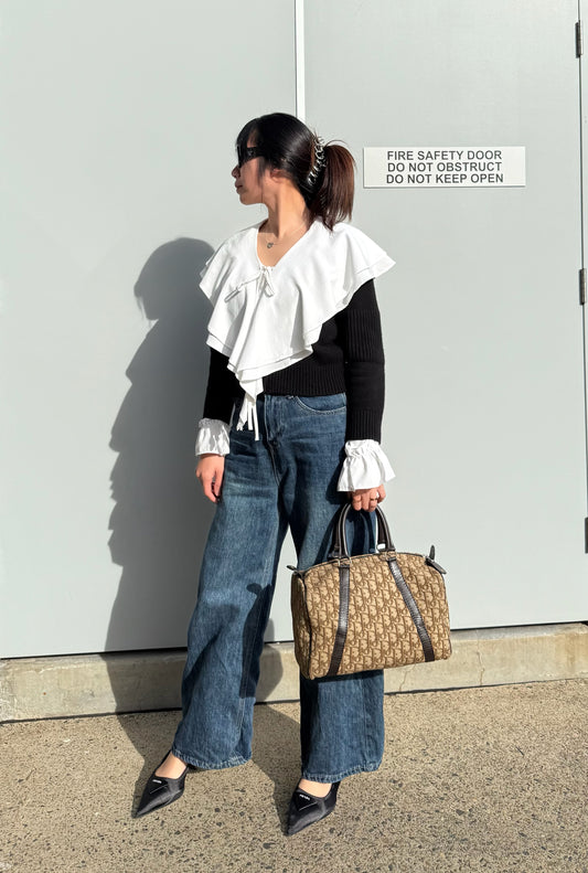 Dior Vintage Brown Canvas Bowling Bag