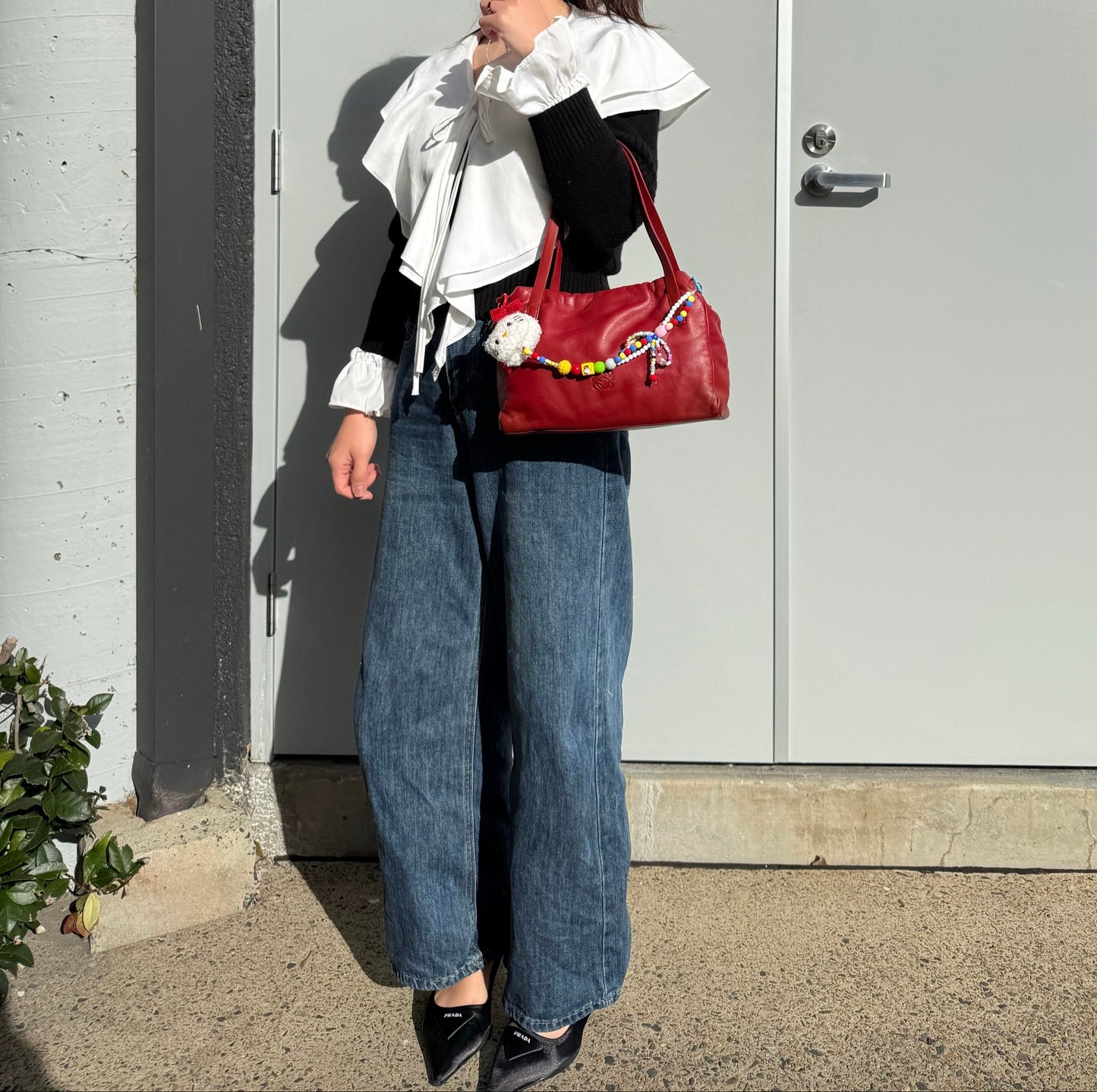 Loewe Vintage Drawstring Shoulder Bag - Red Leather