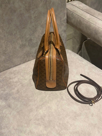 Celine Brown Macadam Mini Boston Bag