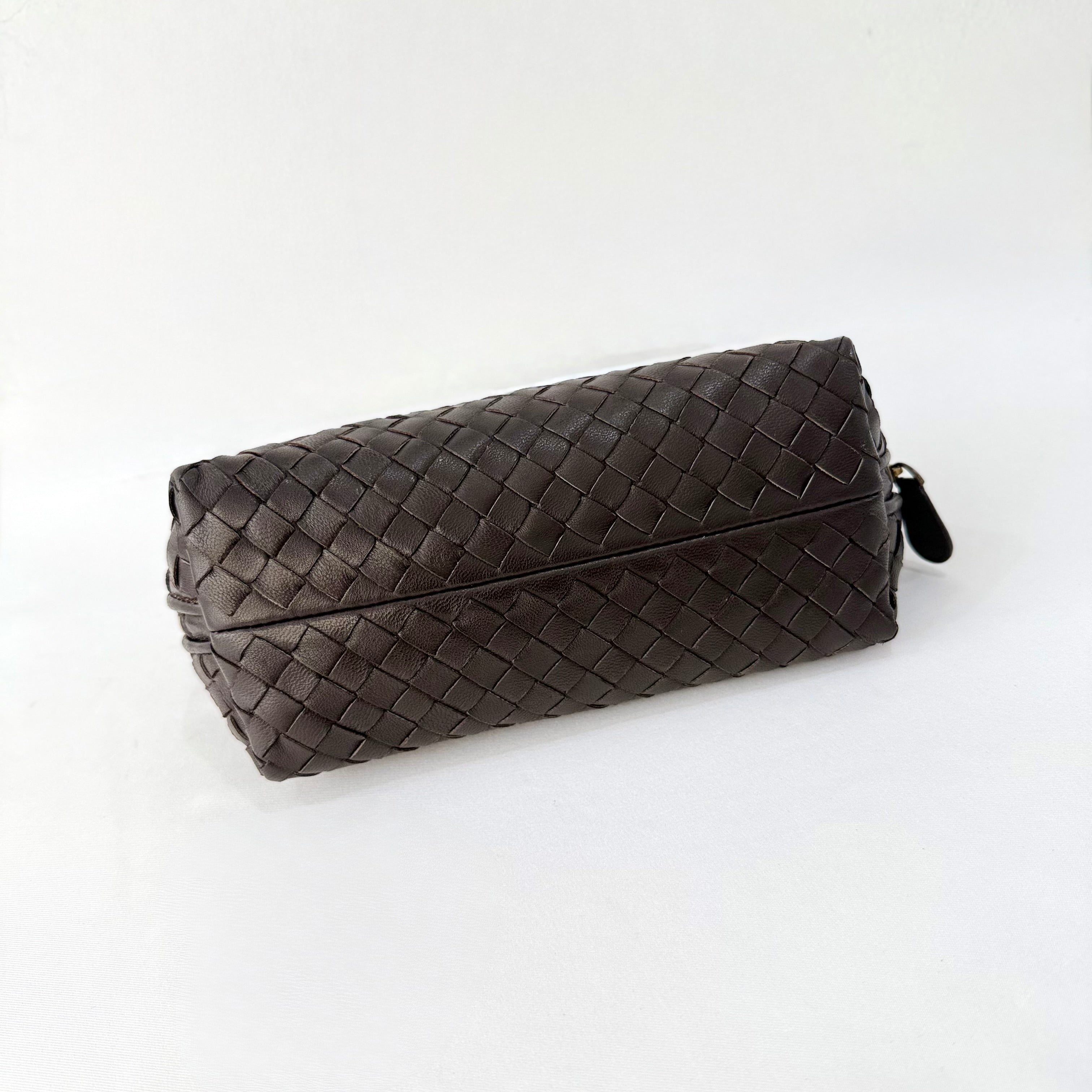 Bottega Veneta Brown intrecciato woven chain pochette