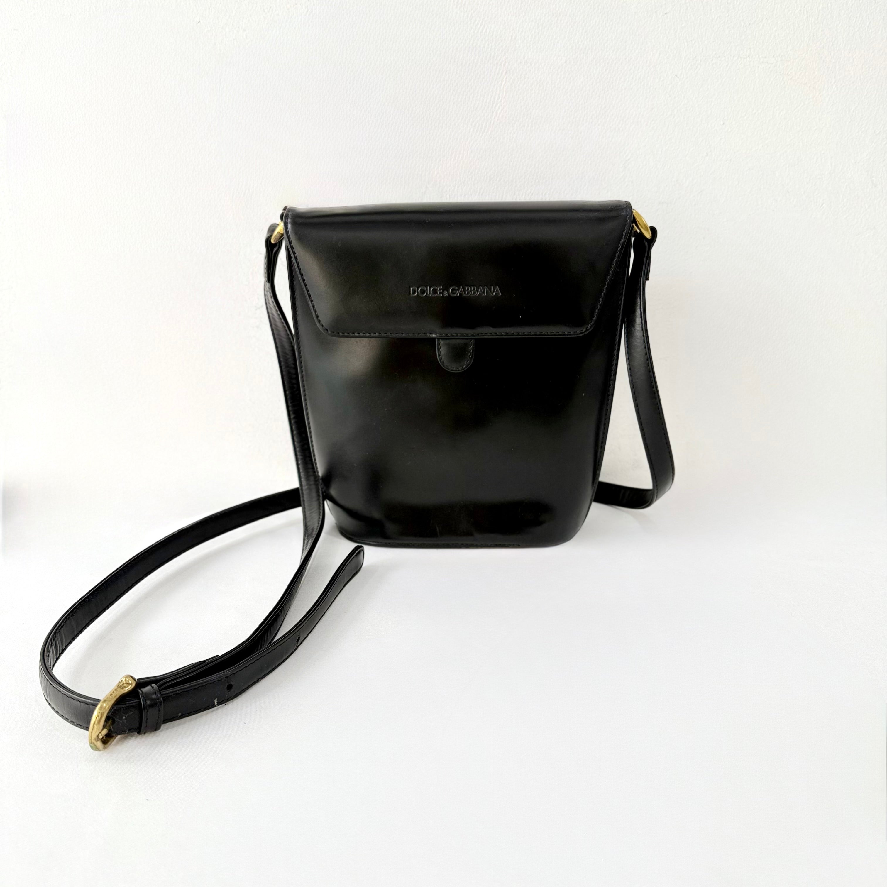 Dolce & Gabbana Black Patent Leather Bucket Bag