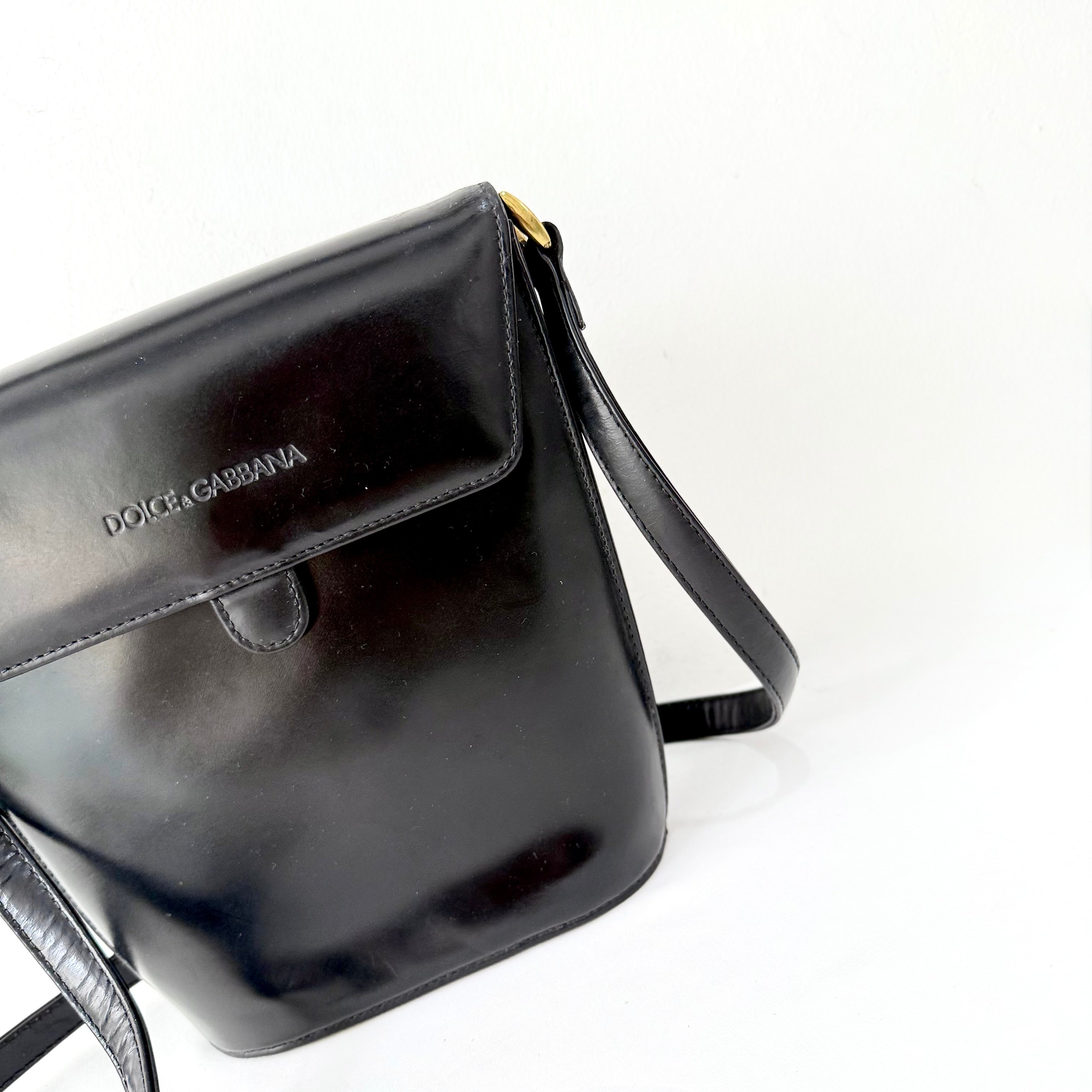 Dolce & Gabbana Black Patent Leather Bucket Bag