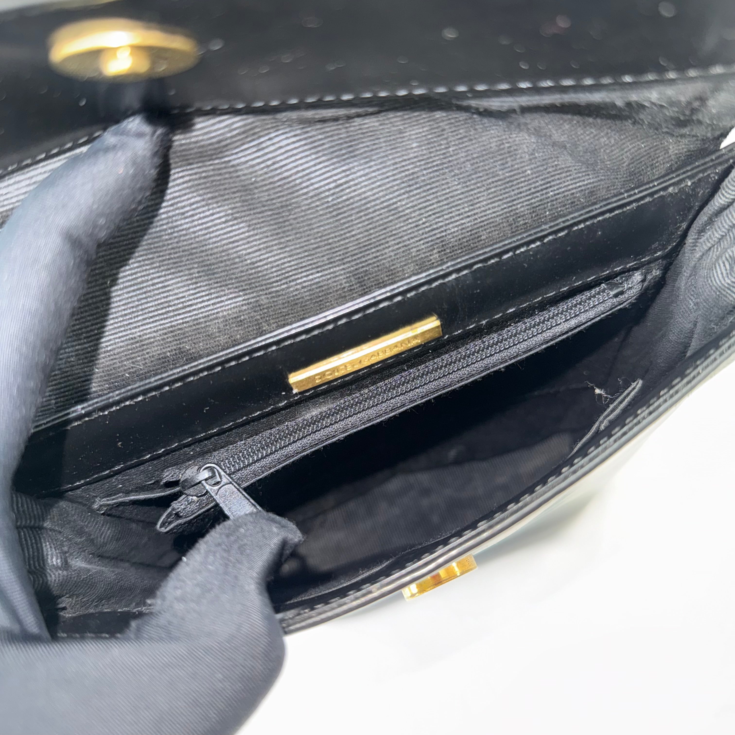 Dolce & Gabbana Black Patent Leather Bucket Bag