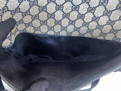 GUCCI GG Canvas Leather Sherry Line Satchel Bag